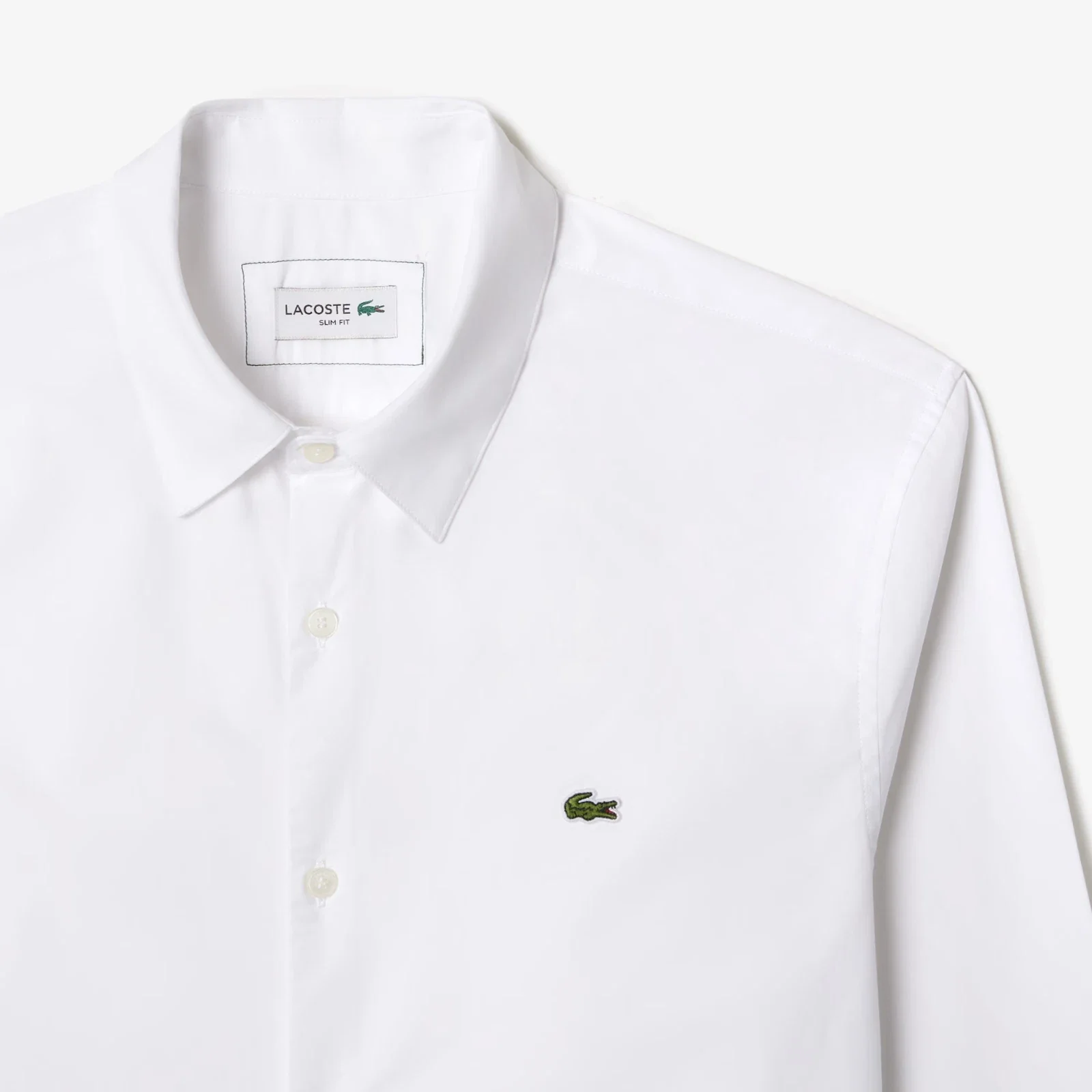 Lacoste Dress Shirt Men's .5 White Poplin Slim Fit Button-Up RED1310 - Image 5