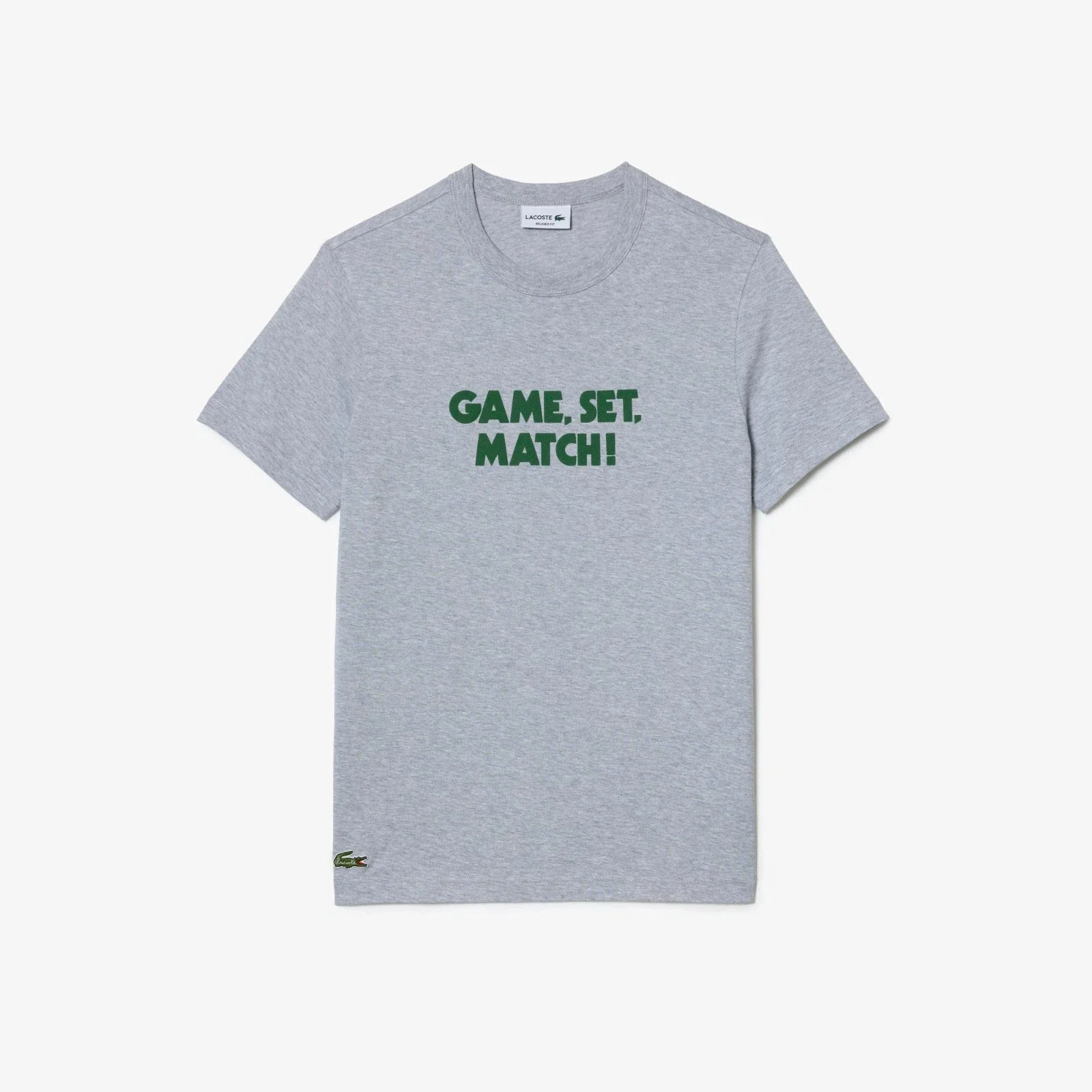 Lacoste Pique Effect Slogan TH0134 T-Shirt Men's Gray 100% Cotton KFC318 - Image 2