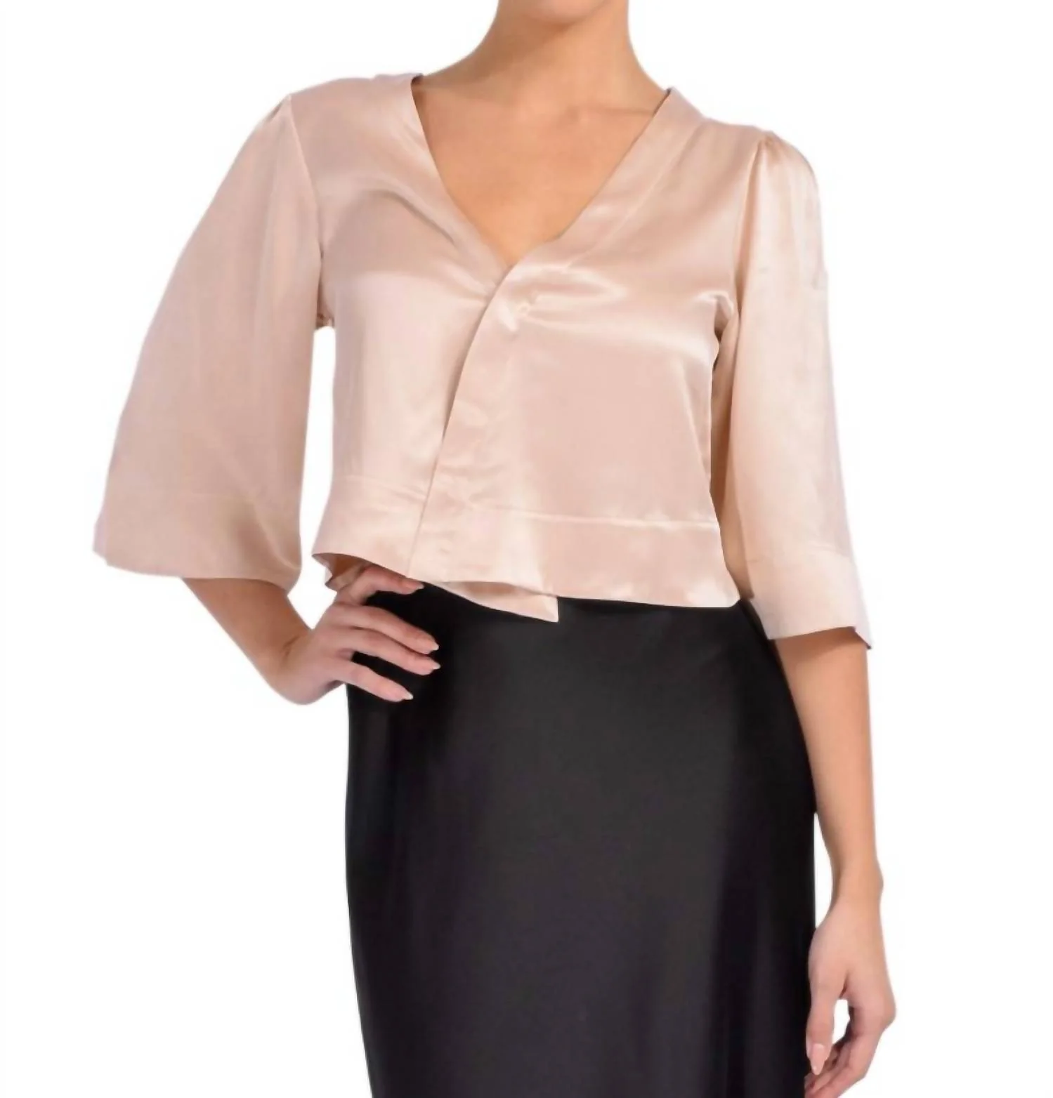 Lady Bell-Puff Sleeve Top In Blush - Image 2