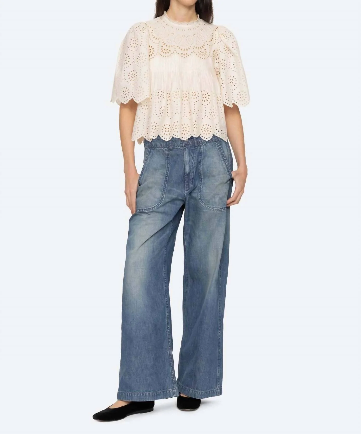 Lainey Puff Sleeves Top In Cream - Image 5