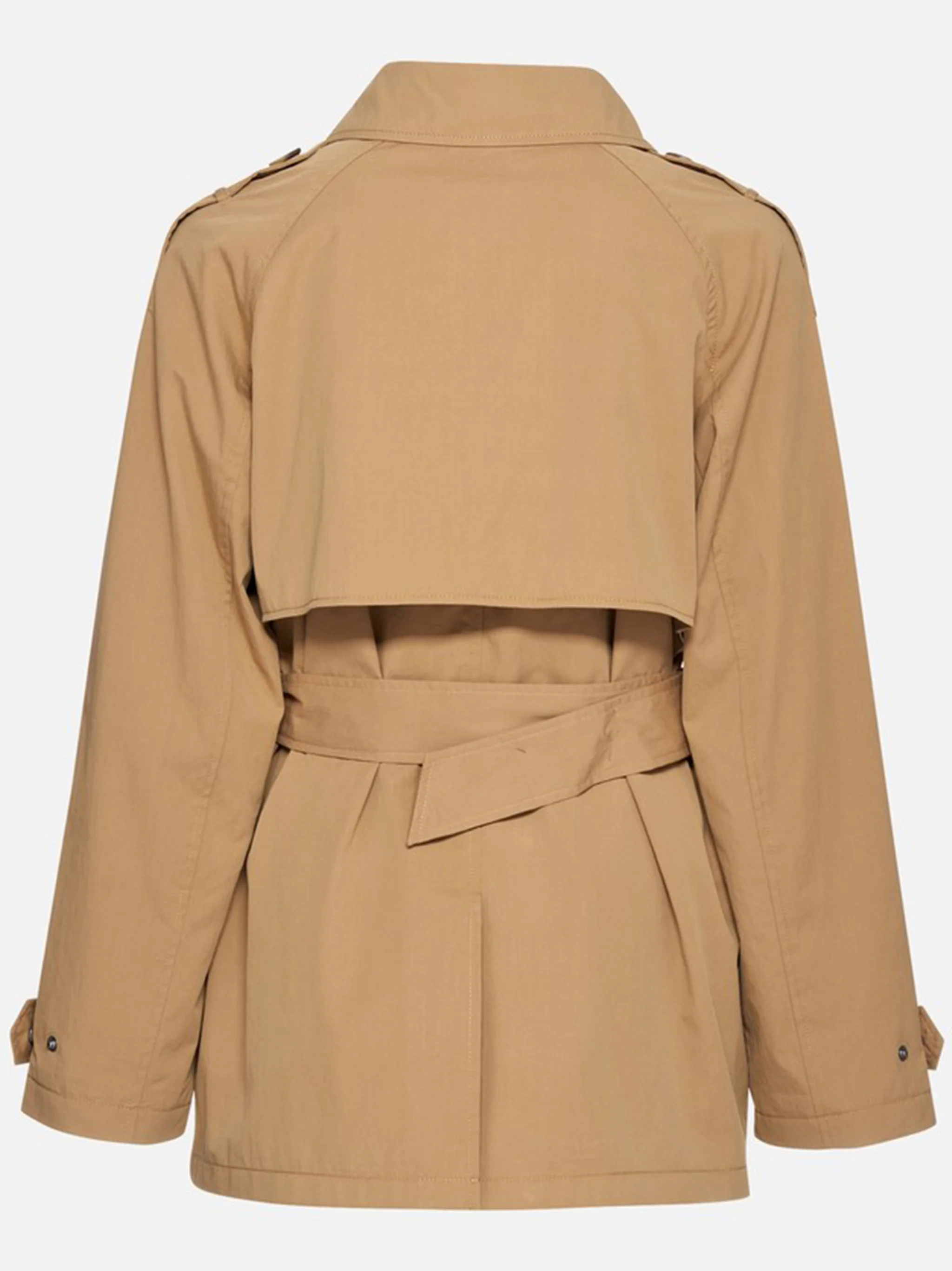 Lampedusa Short Brown Double-Breasted Trench Coat - Image 3
