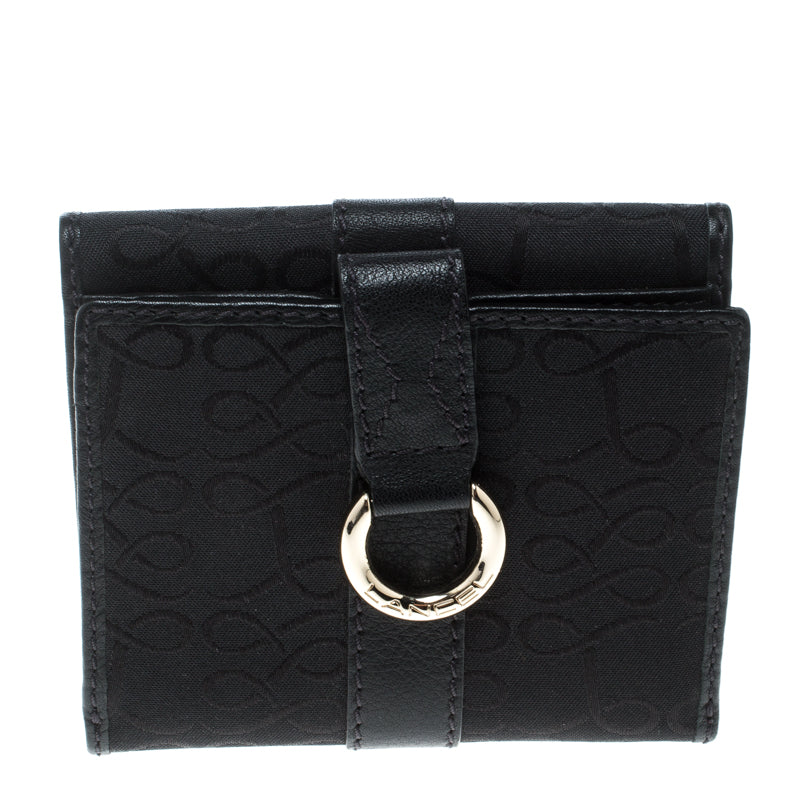 Lancel French Flair Black Canvas And Leather Wallets