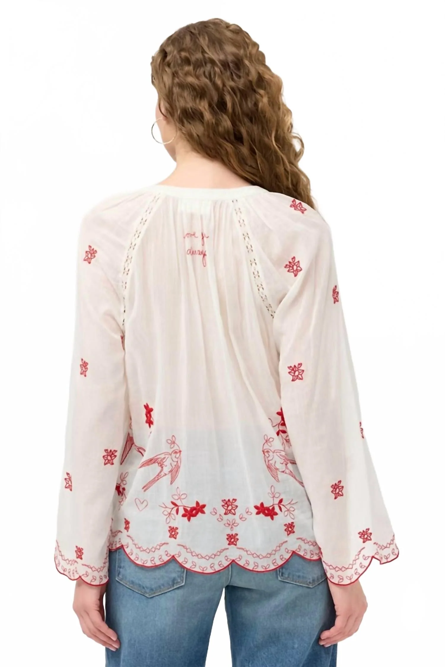 Laney Scallop Cotton Blouse In Off White - Image 2