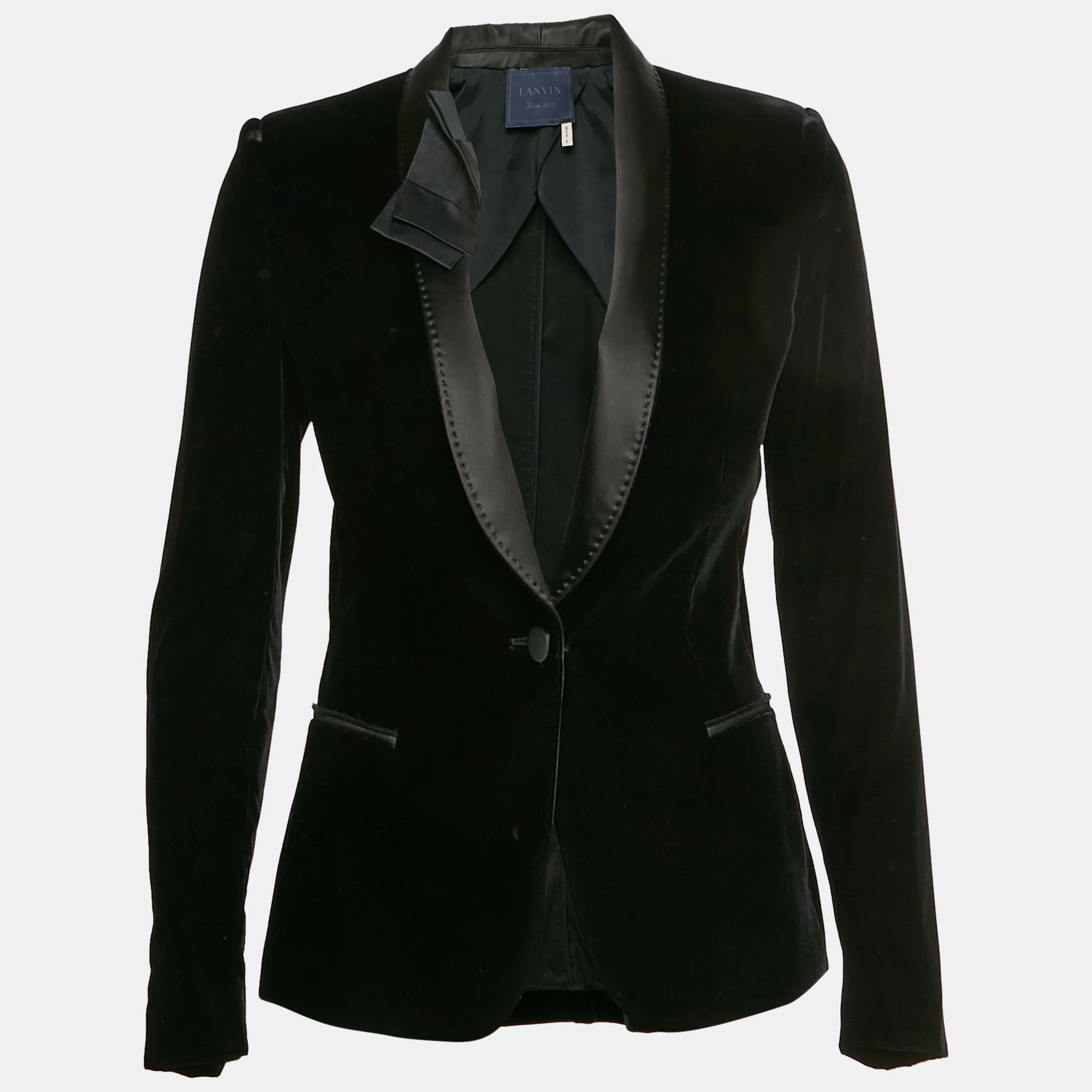 Lanvin Black Velvet Single Breasted Shawl Collar Tuxedo Jacket