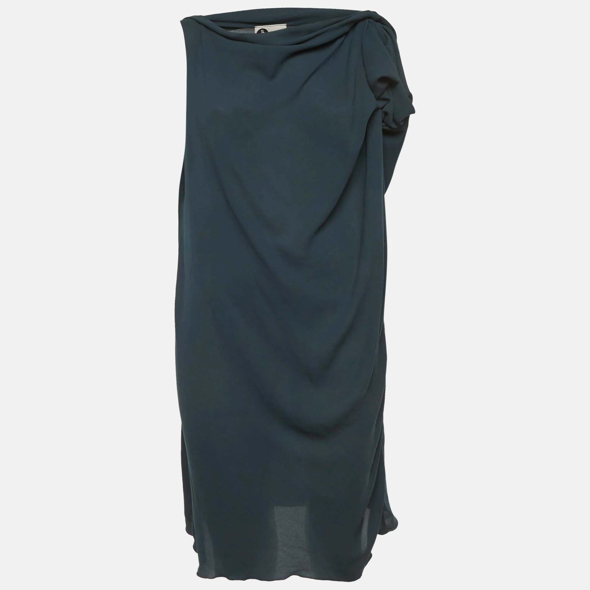 Lanvin Green Crepe Draped Mini Dress