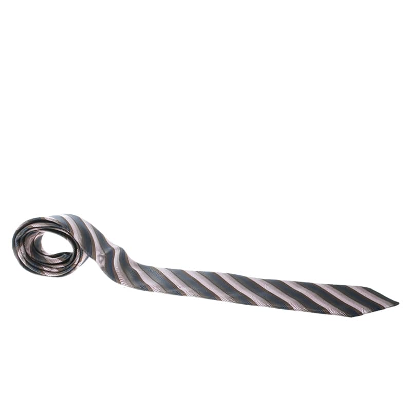 Lanvin Multicolor Diagonal Striped Silk Traditional Tie