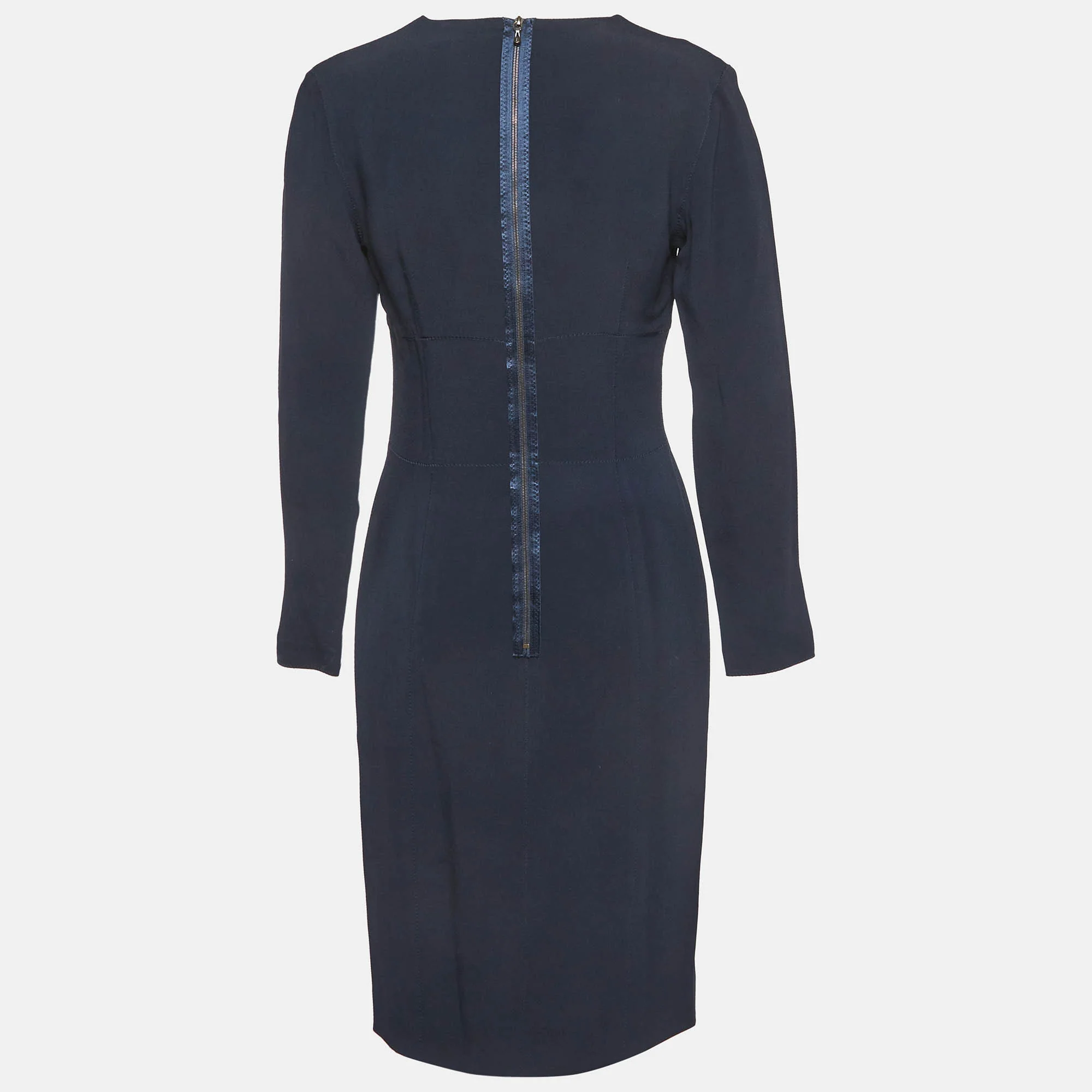 Lanvin Navy Blue Crepe Shift Mini Dress - Image 3