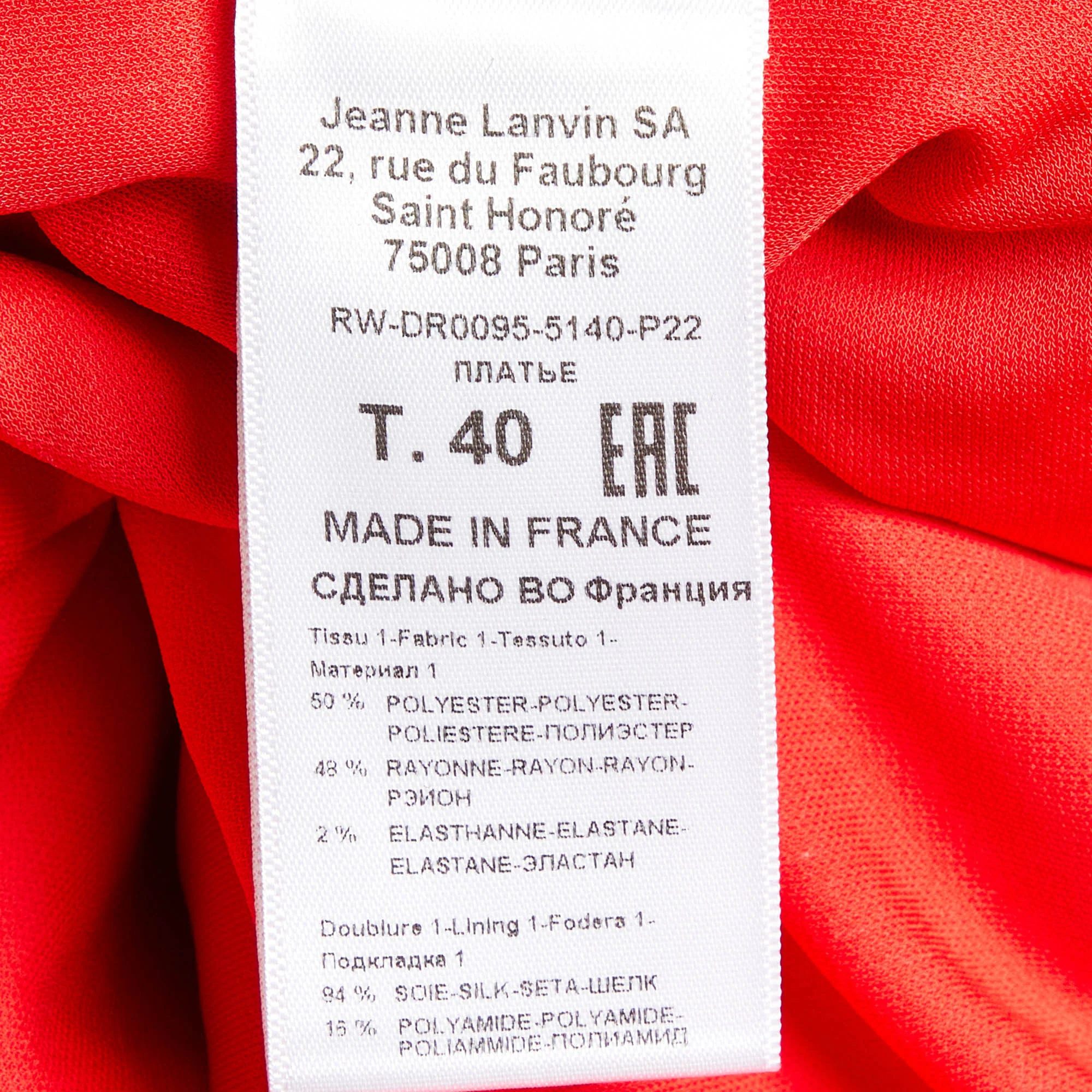 Lanvin Red Sequins Quarter Sleeve Zip Up Midi Dress - Image 6