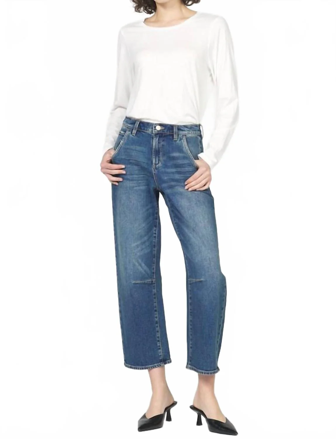 Lasso Barrel Fit Jeans In Blue Mix