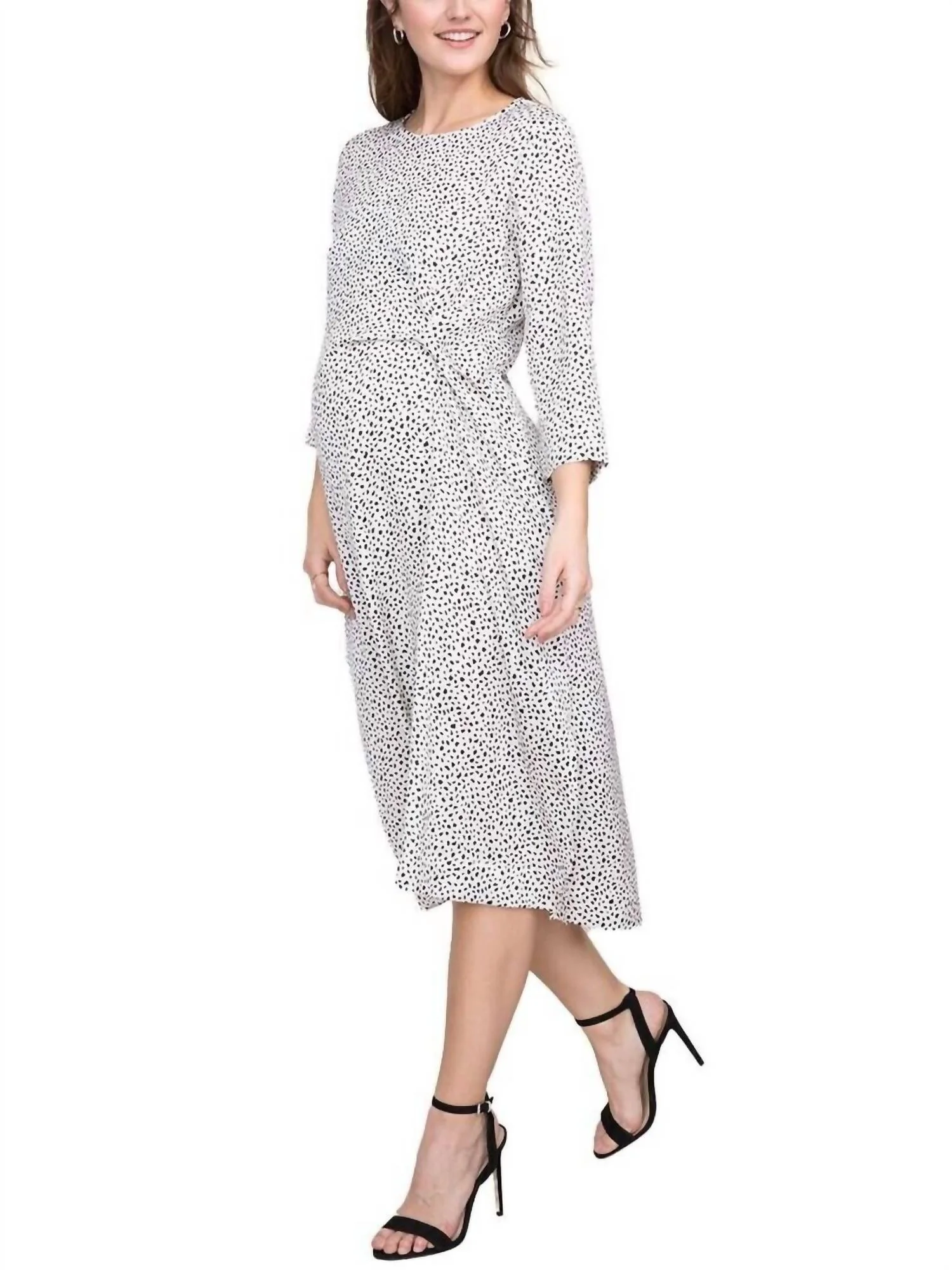 Lauren Maternity Dress In White Cheetah - Image 2