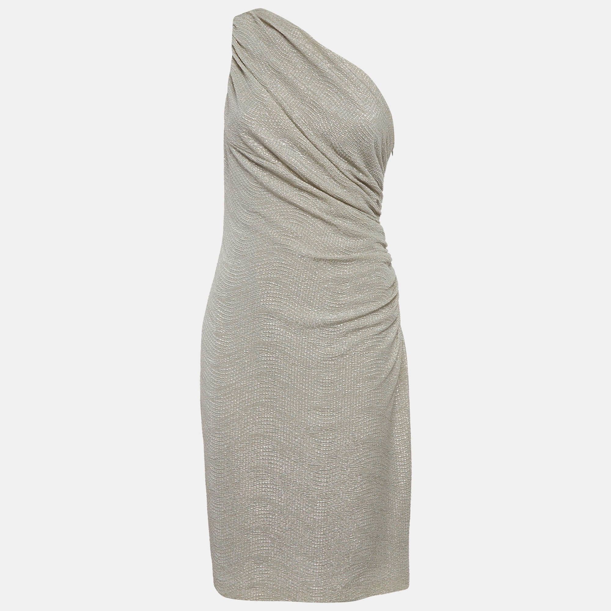 Lauren Ralph Lauren Metallic Lurex Knit One Shoulder Mini Dress