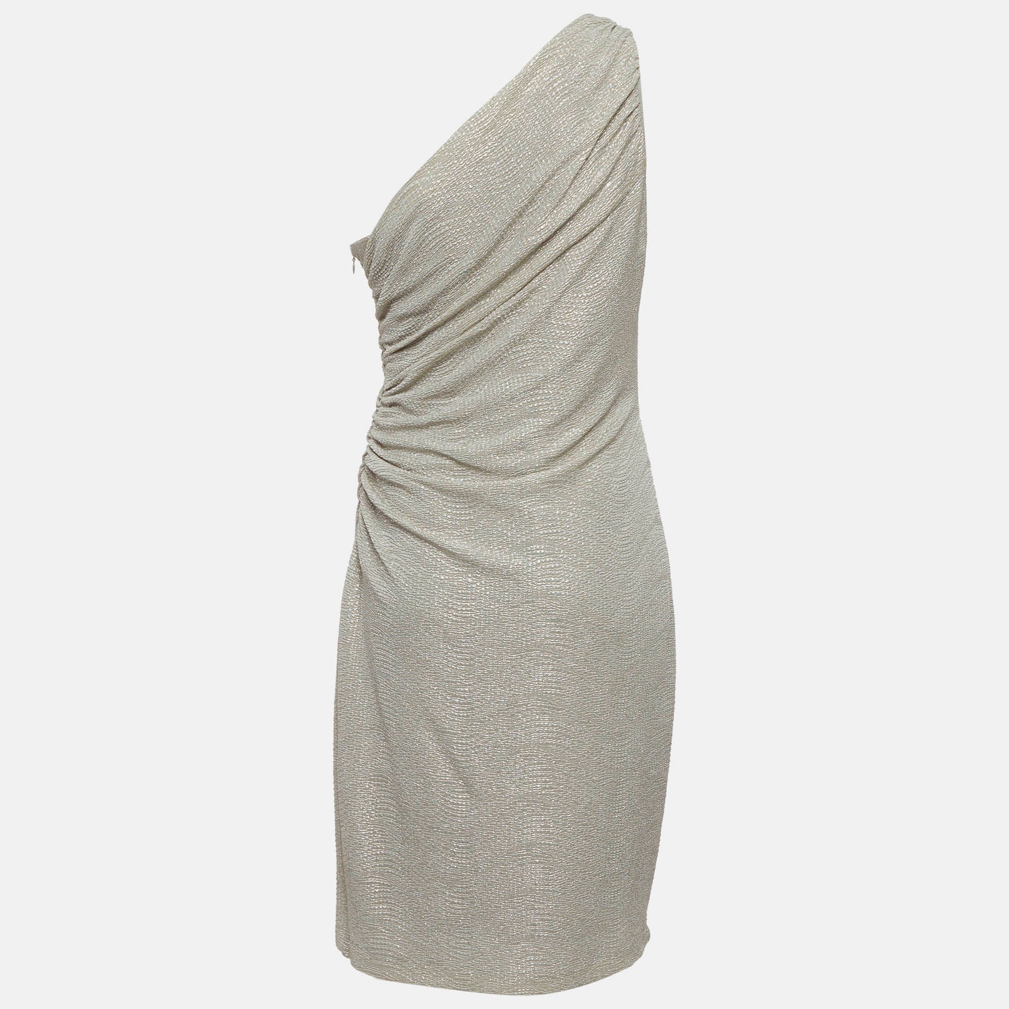 Lauren Ralph Lauren Metallic Lurex Knit One Shoulder Mini Dress - Image 3