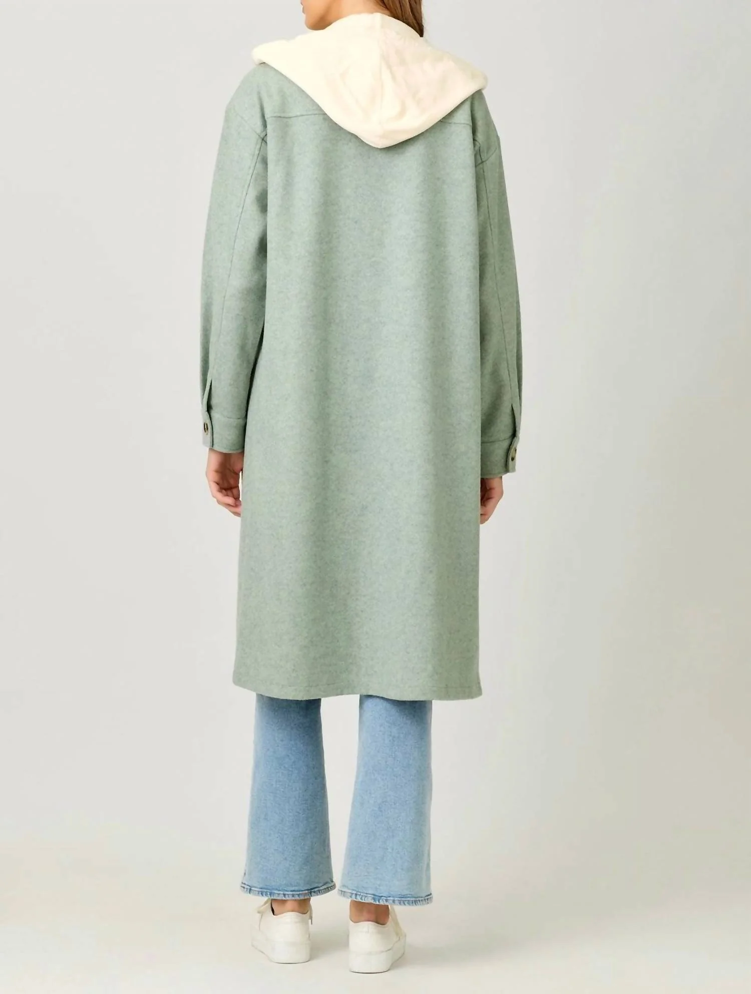 Layered Long Hoodie In Seafoam - Image 5