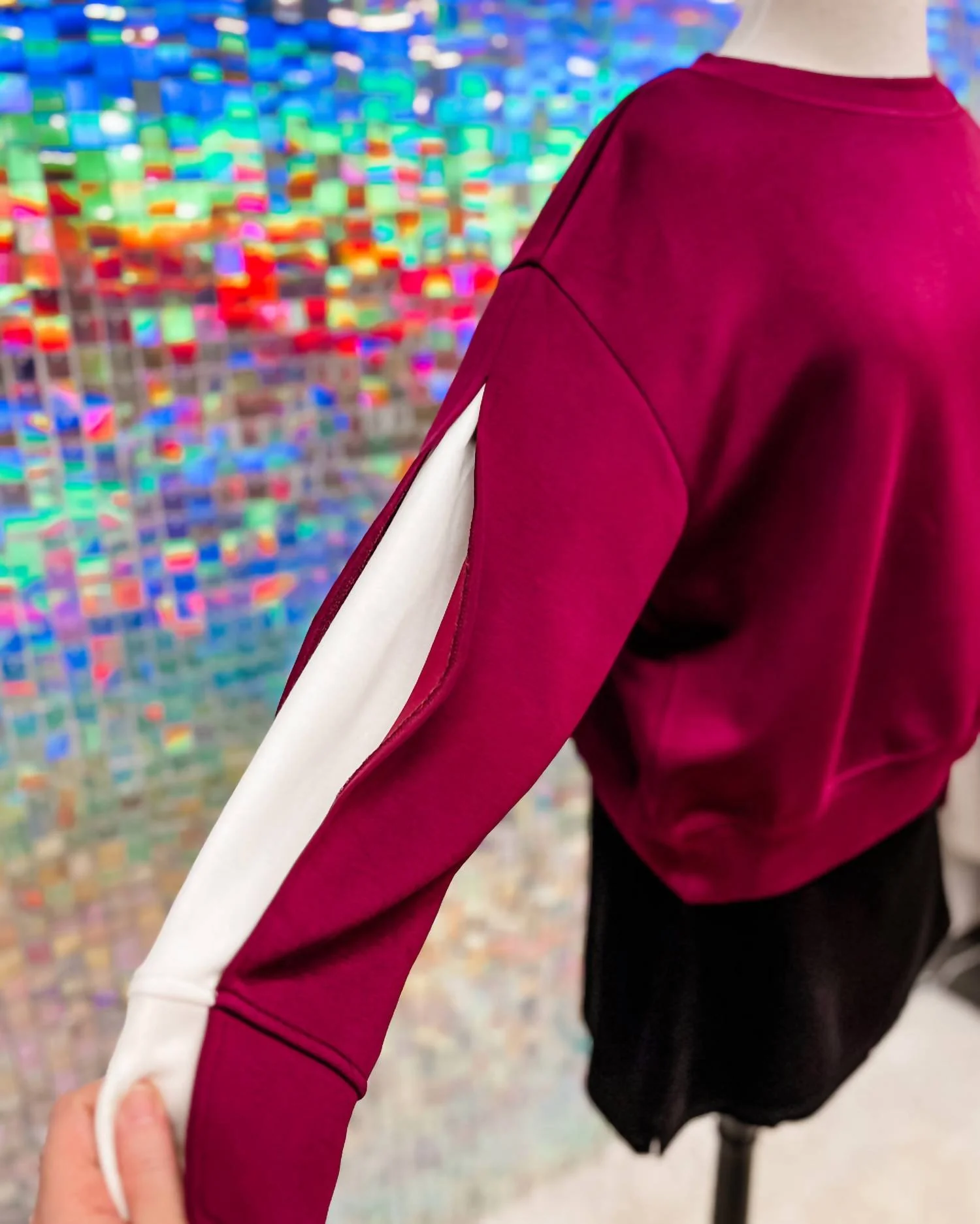 Layered Long Sleeve Round Neck Top In Port - Image 2
