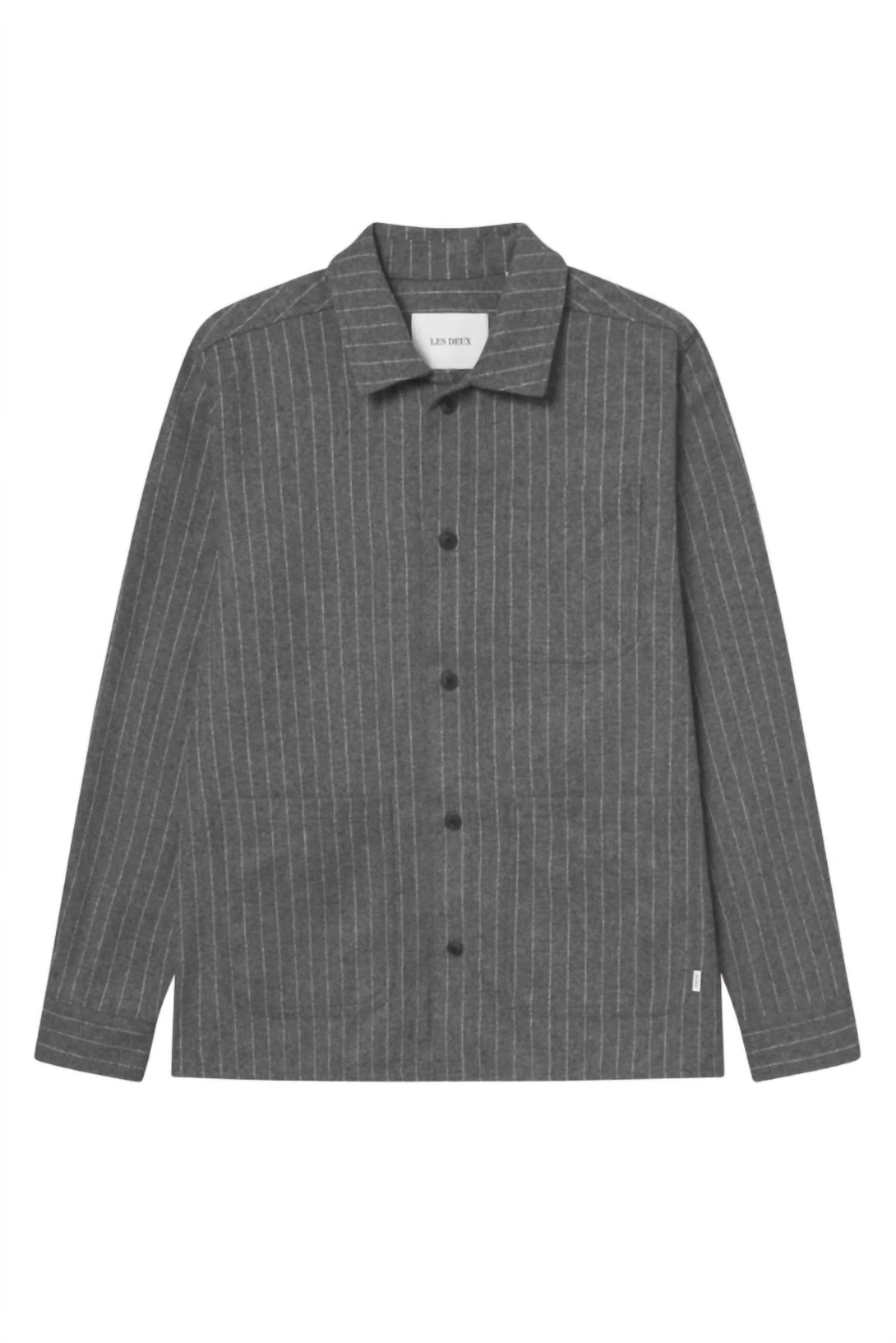 Layton Pinstripe Mouliné Overshirt In Grey - Image 3