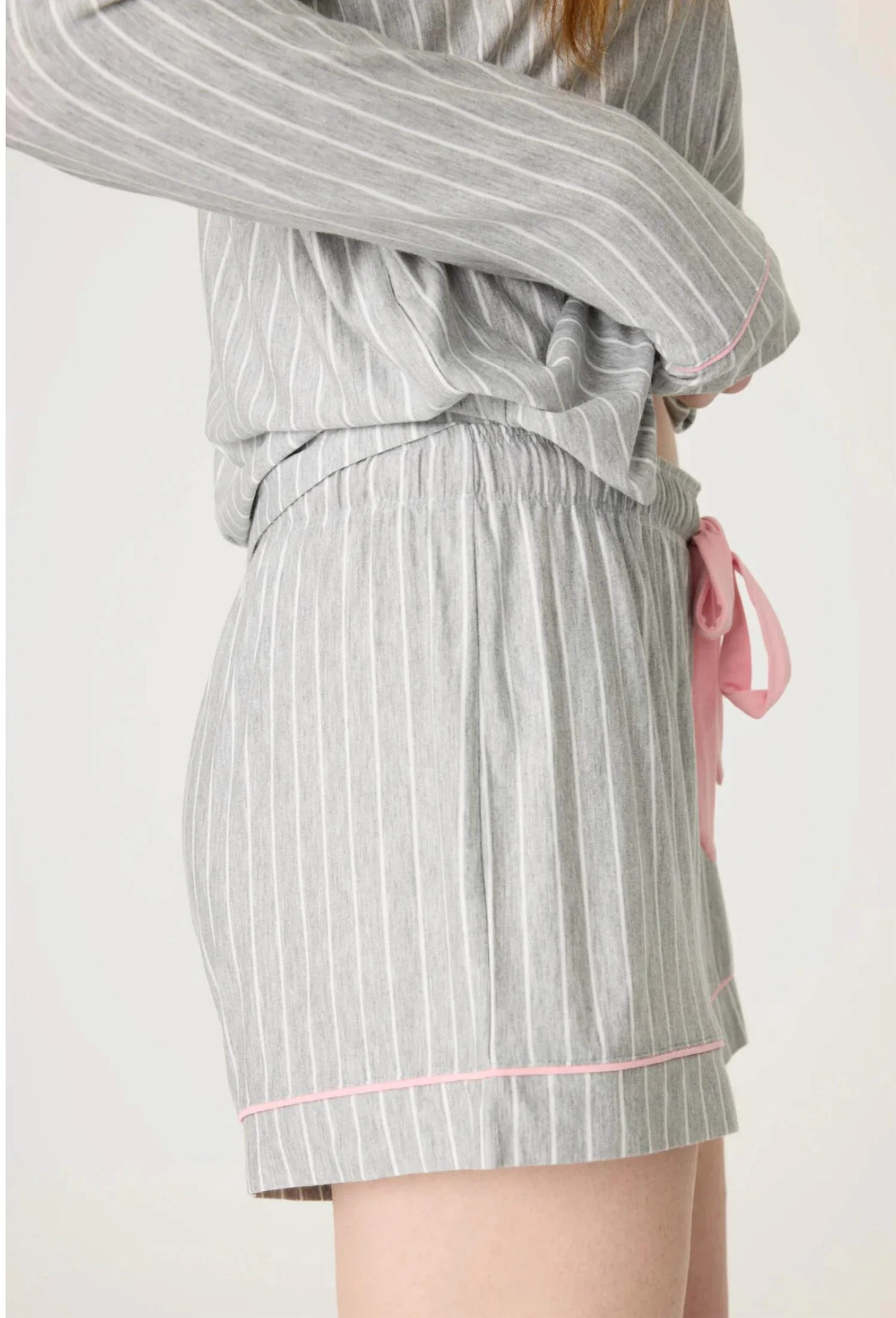 Lazy Days Stripe Sleep Short In Grey - Image 2