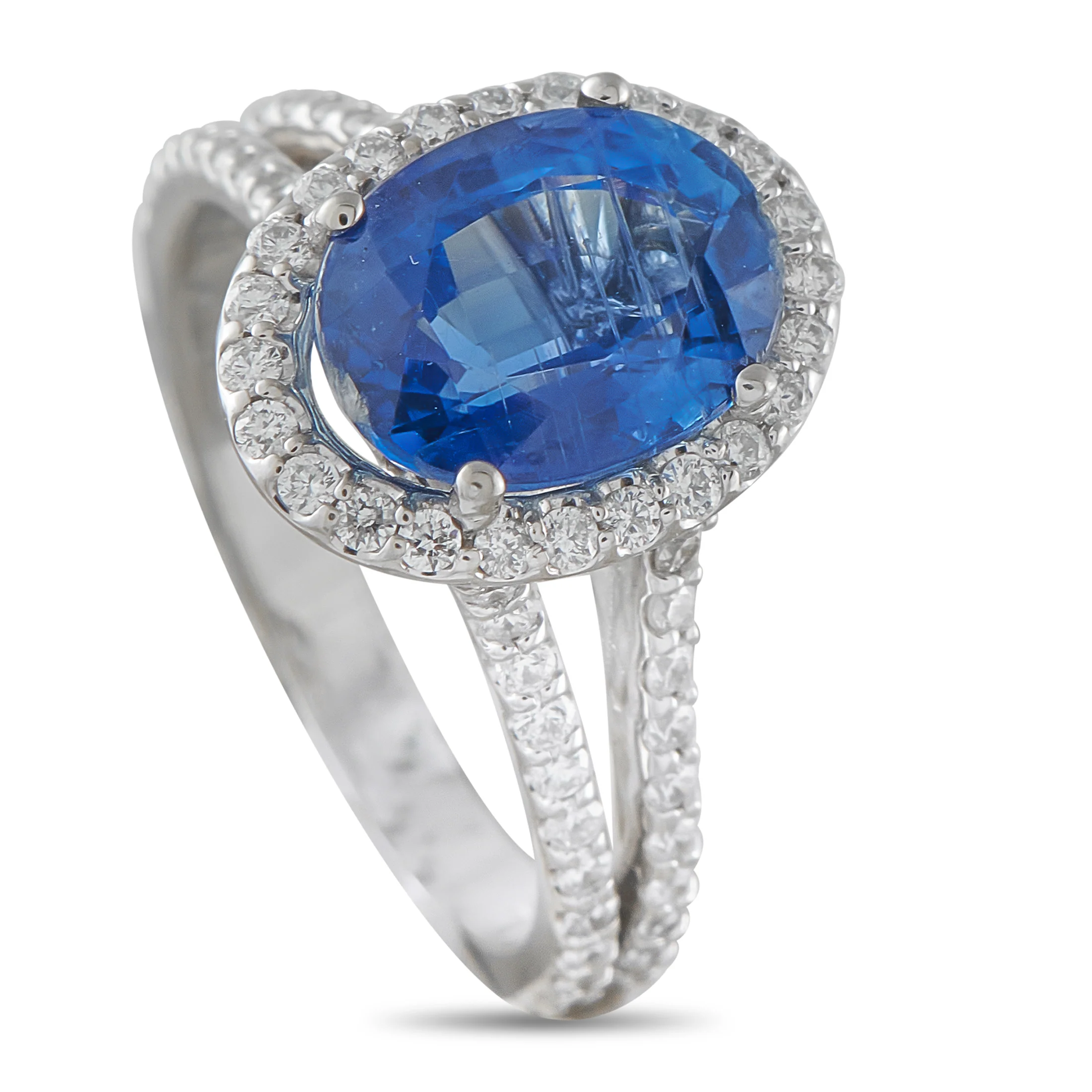 LB Exclusive 14K White Gold 0.40ct Diamond and Sapphire Ring MF22-051826