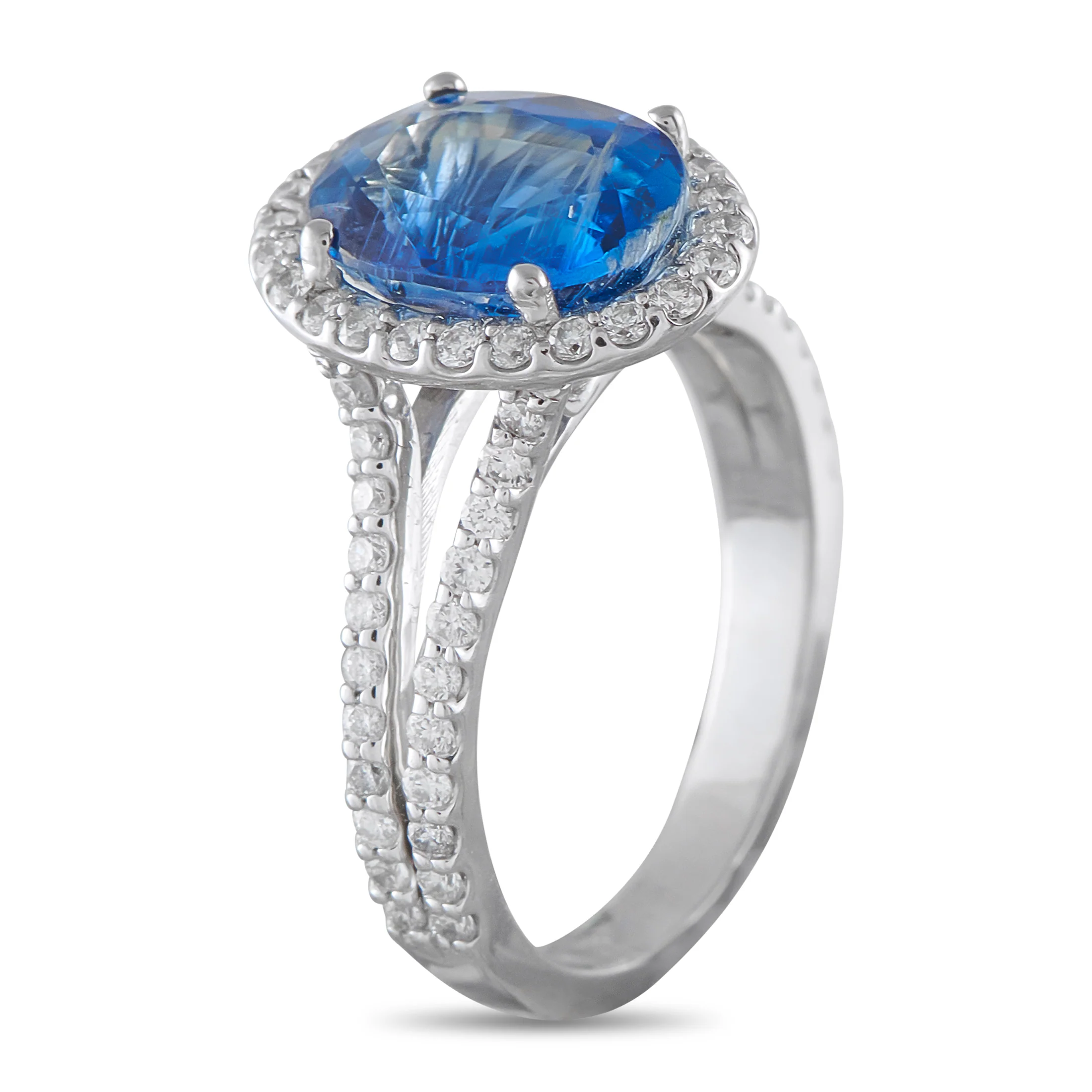 LB Exclusive 14K White Gold 0.40ct Diamond and Sapphire Ring MF22-051826 - Image 2