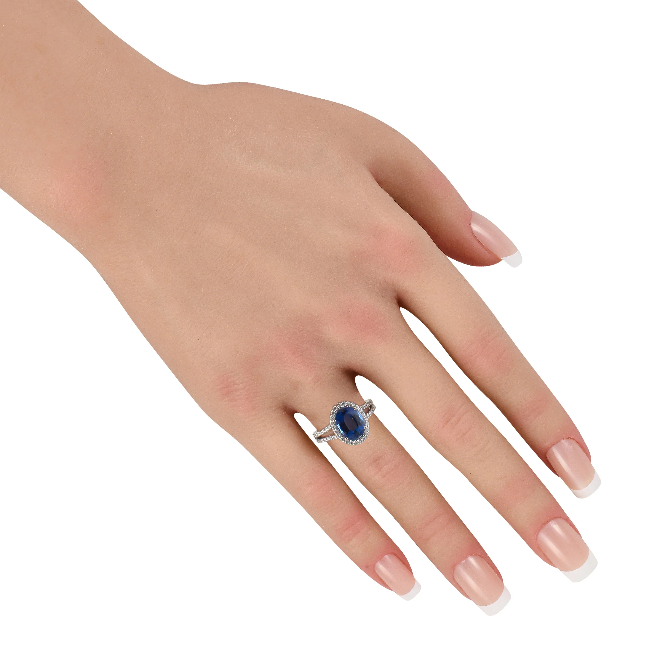 LB Exclusive 14K White Gold 0.40ct Diamond and Sapphire Ring MF22-051826 - Image 3
