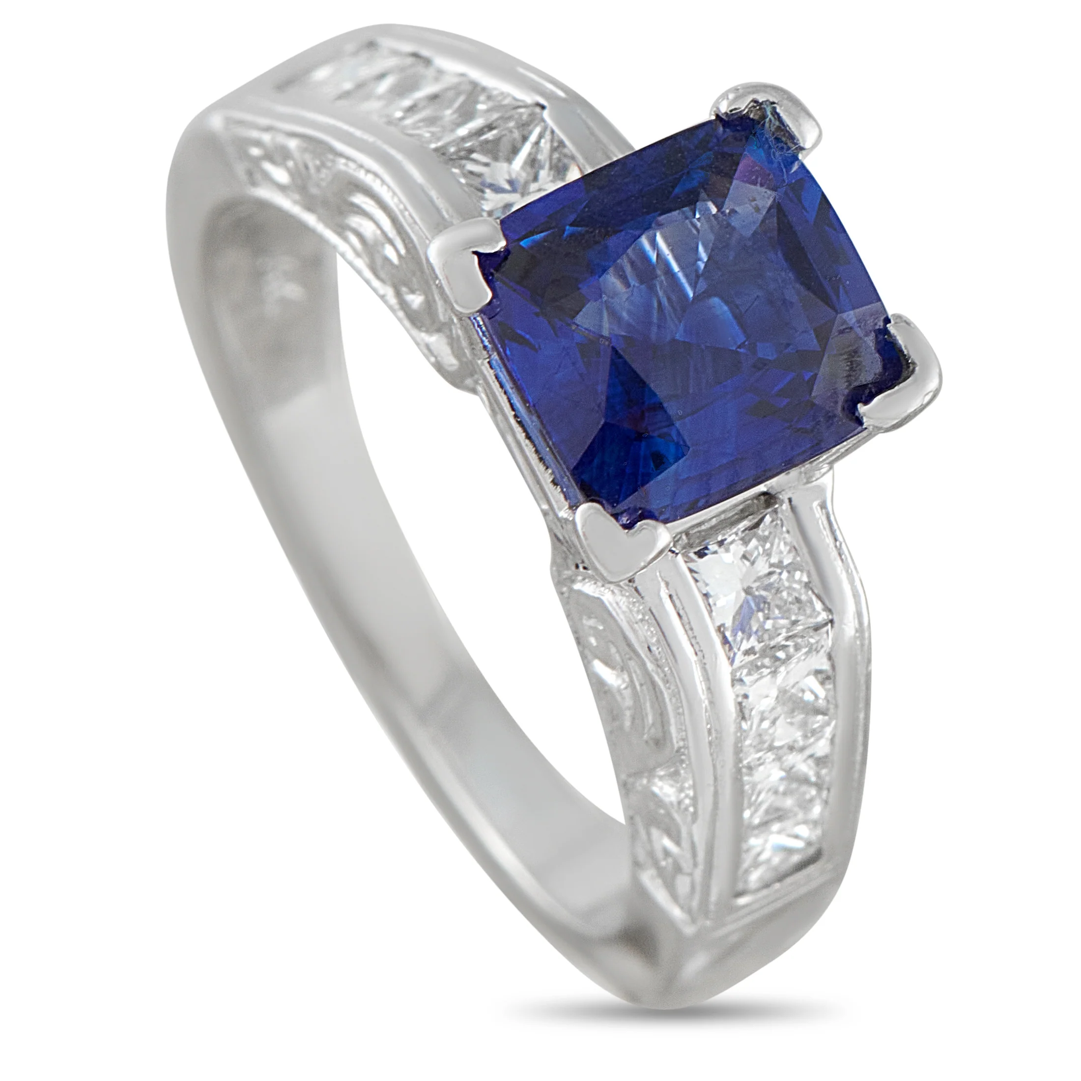 LB Exclusive 14K White Gold 0.80ct Diamond and Sapphire Ring MF16-051526