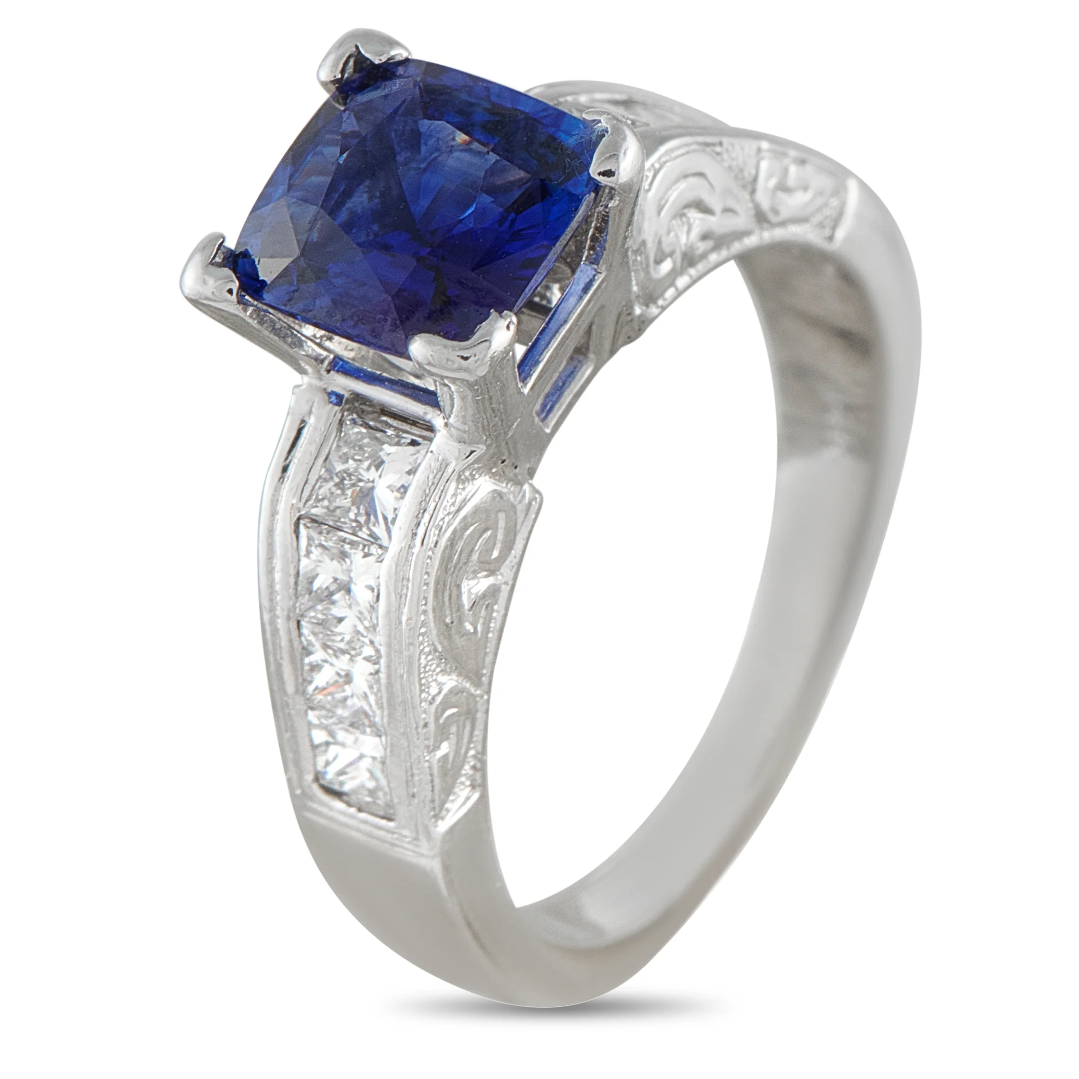 LB Exclusive 14K White Gold 0.80ct Diamond and Sapphire Ring MF16-051526 - Image 2