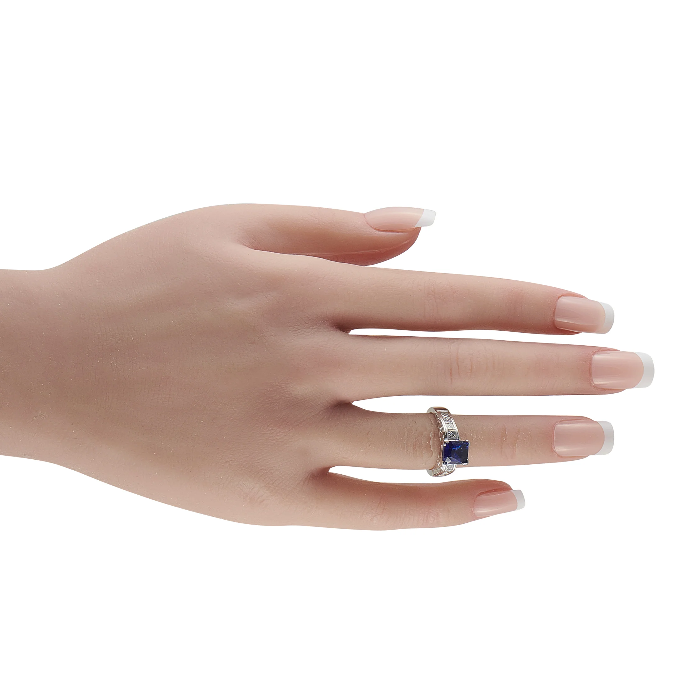 LB Exclusive 14K White Gold 0.80ct Diamond and Sapphire Ring MF16-051526 - Image 3