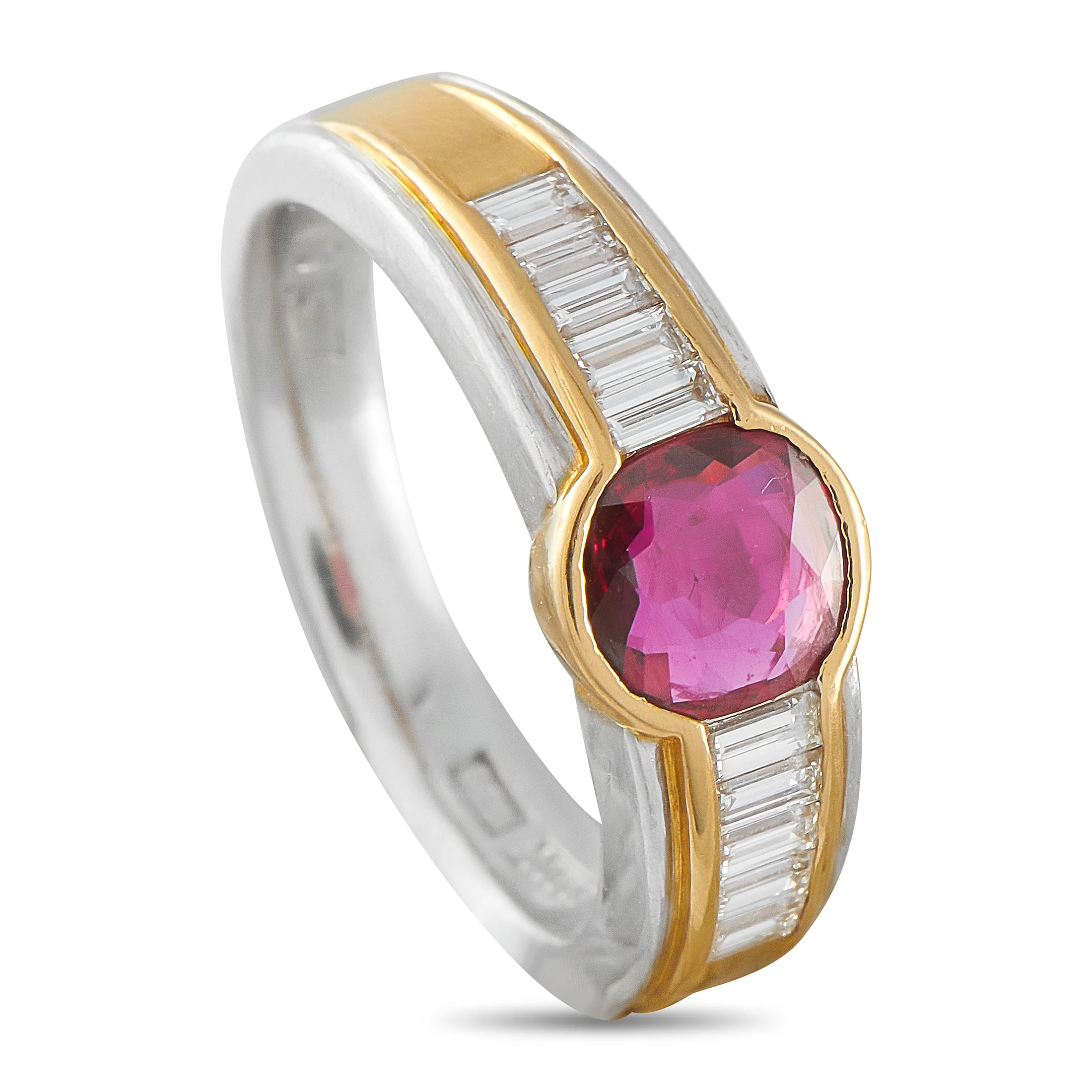 LB Exclusive Platinum and 18K Yellow Gold 0.37ct Diamond and Ruby Ring  MF30-051526