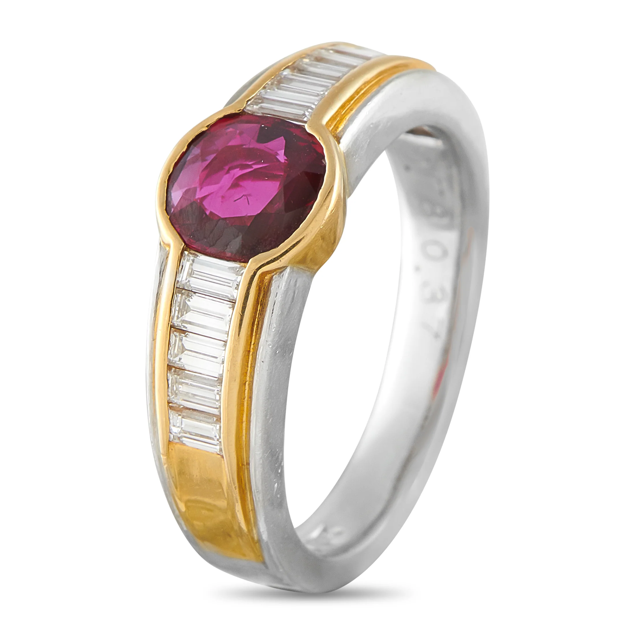 LB Exclusive Platinum and 18K Yellow Gold 0.37ct Diamond and Ruby Ring  MF30-051526 - Image 2
