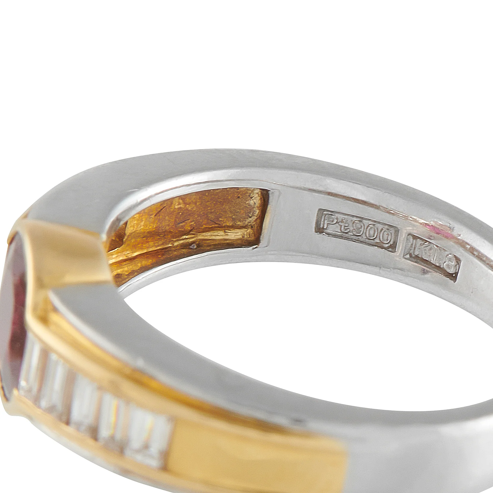 LB Exclusive Platinum and 18K Yellow Gold 0.37ct Diamond and Ruby Ring  MF30-051526 - Image 4