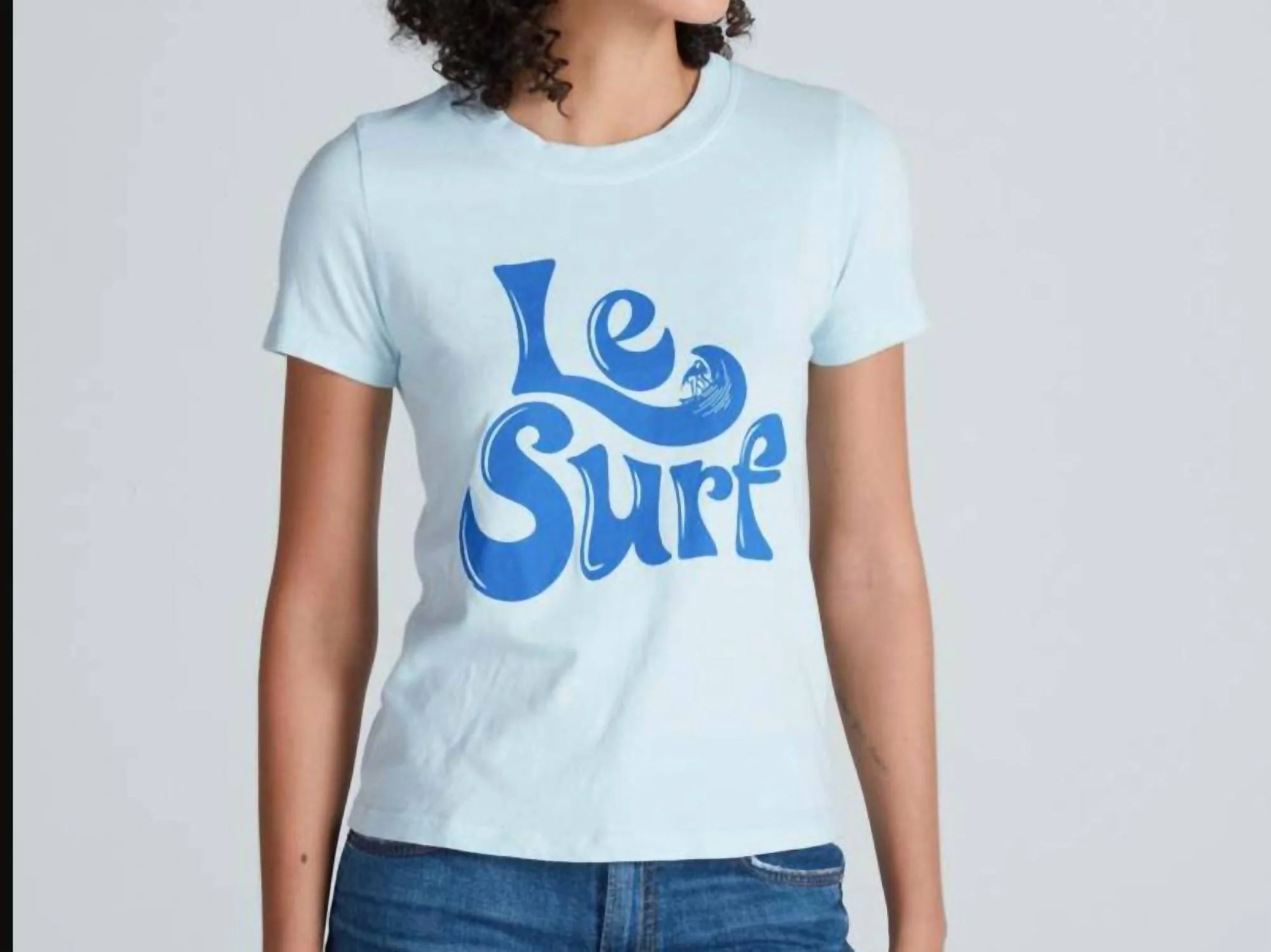 Le Surf Printed Tee In Baby Blue