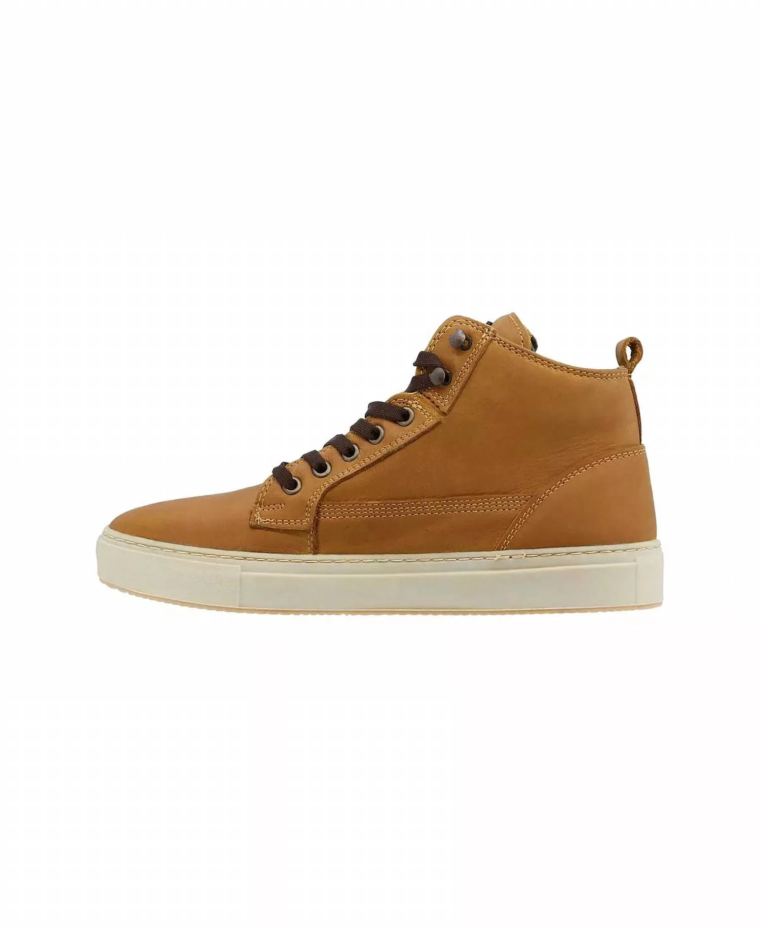 Leather High-Top Sneakers In Honey - Image 2