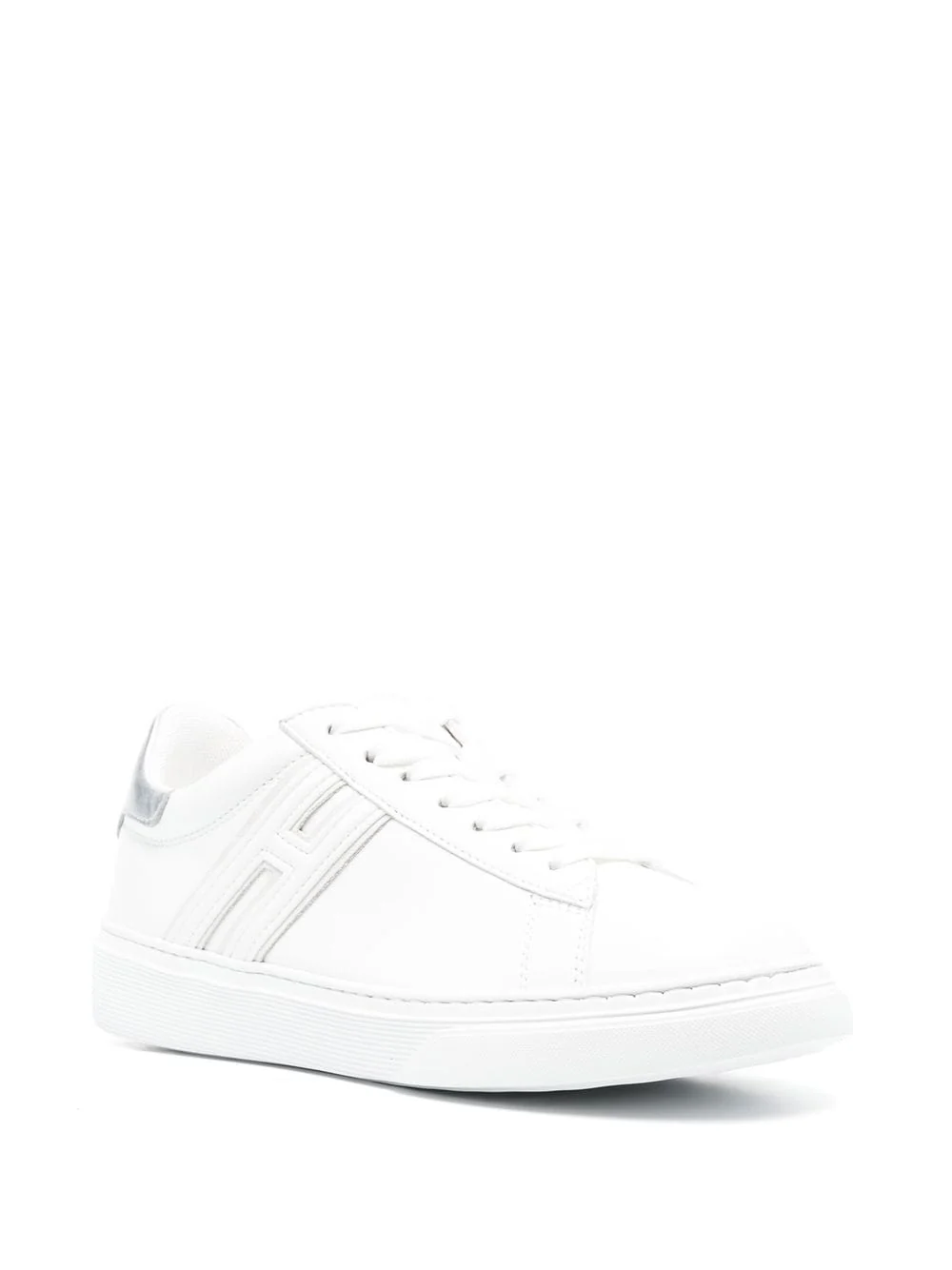 Leather Low-Top Tonal Metallic Accents Sneakers - Image 2