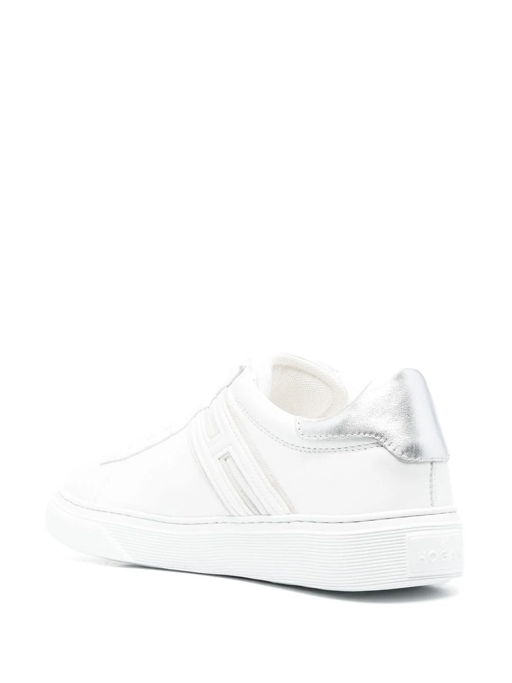 Leather Low-Top Tonal Metallic Accents Sneakers - Image 4