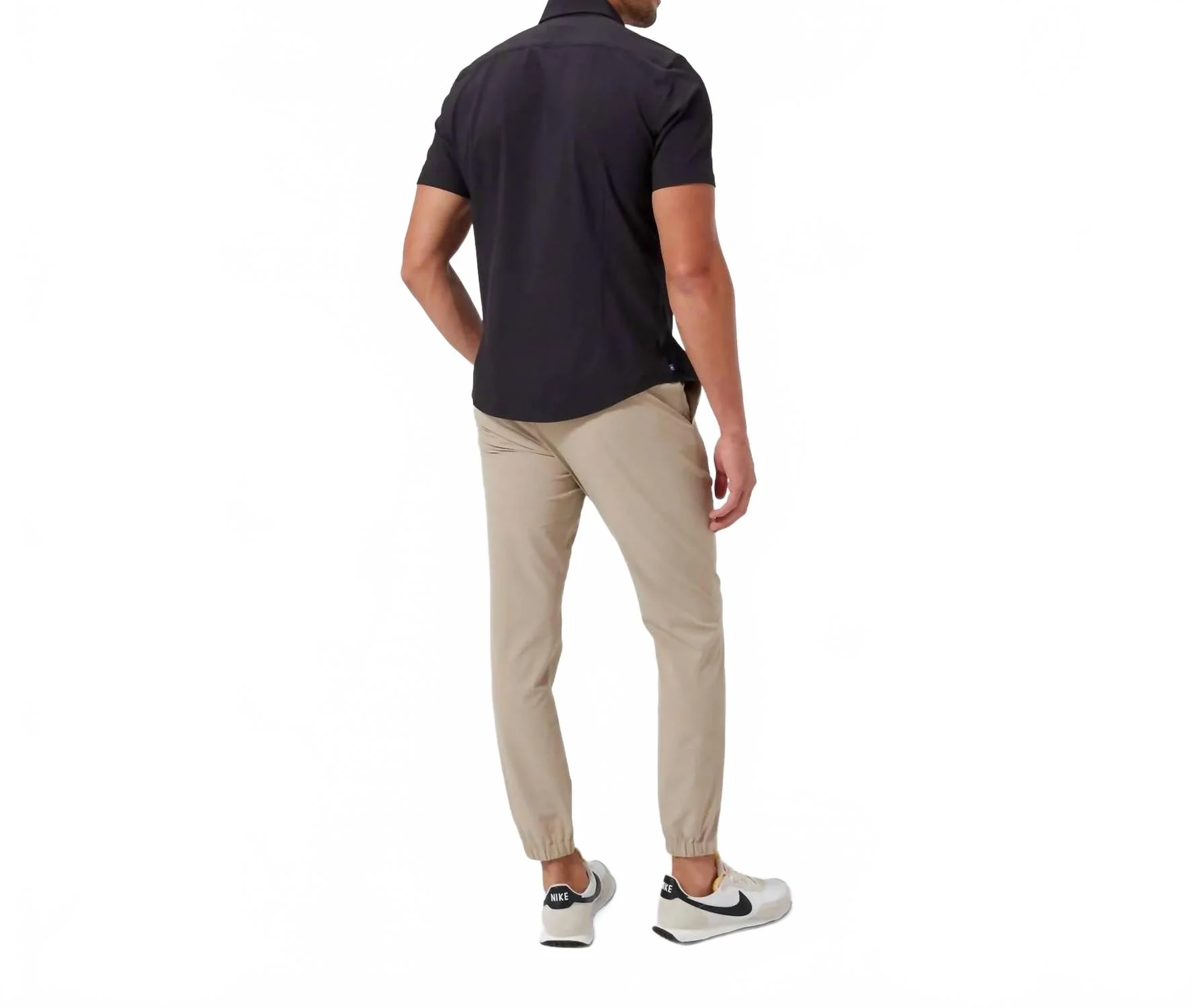 Leeward Short Sleeve Shirt In Solid Black - Image 4