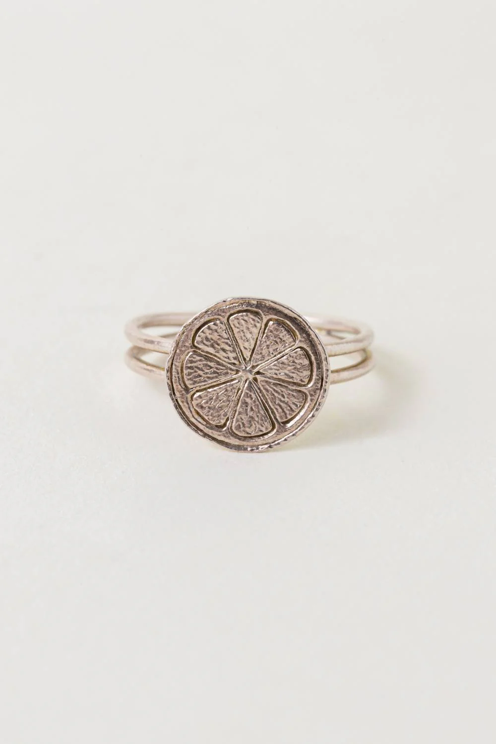 Lemon Slice Double Band Ring In Silver