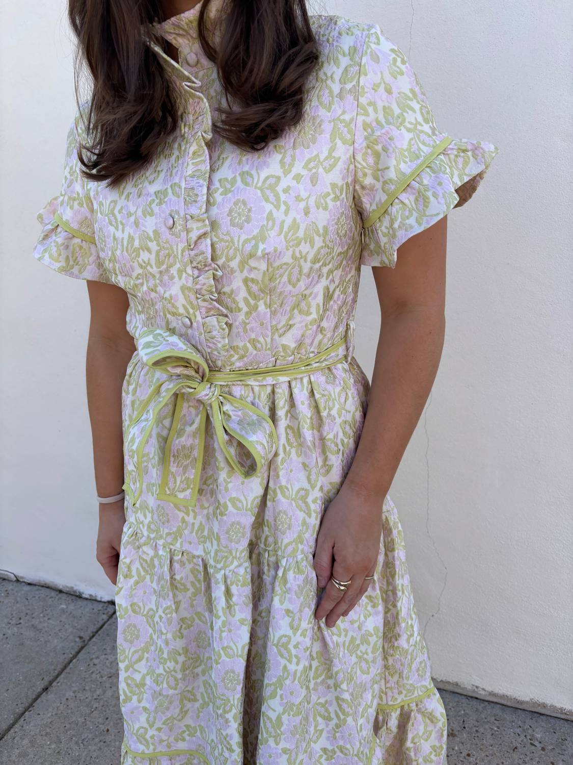 Lena Maxi Dress In Soft Garden Jacquard - Image 3