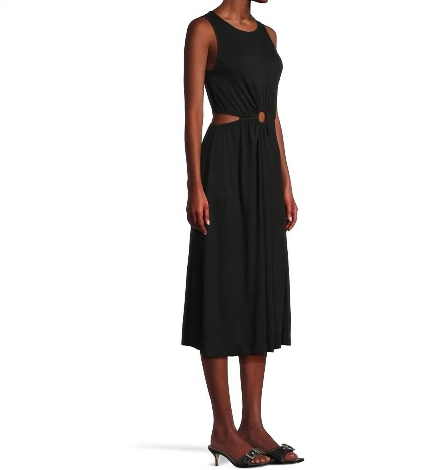 Leni Cut Out Midi Dress In Black - Image 2