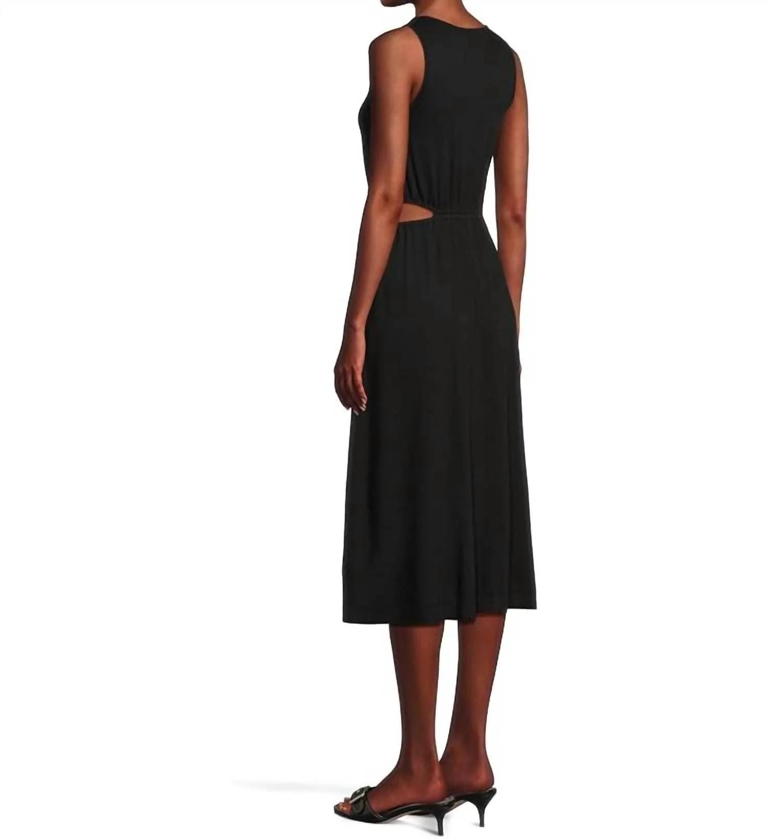 Leni Cut Out Midi Dress In Black - Image 3