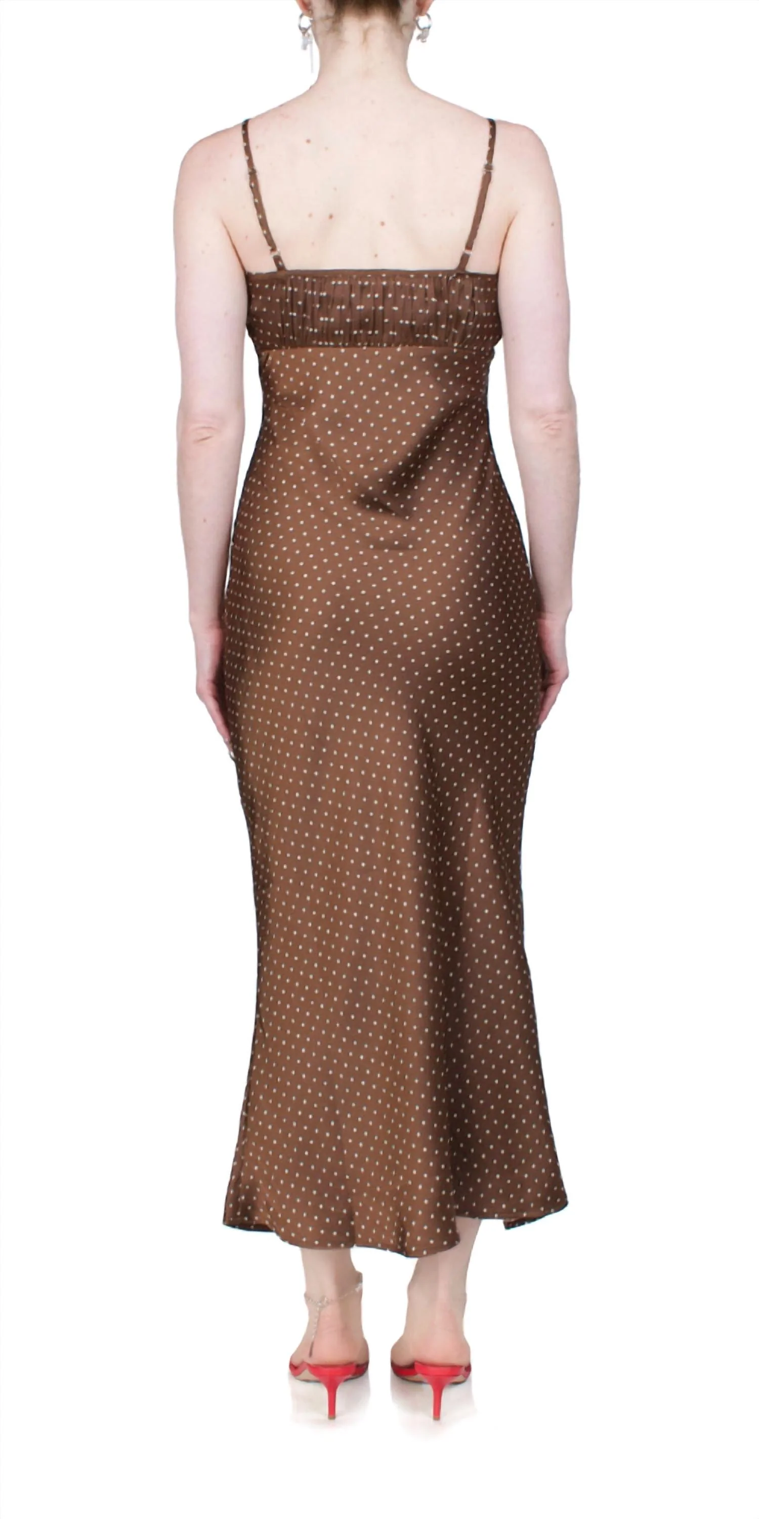 Leo Satin Midi Dress In Siena - Image 3