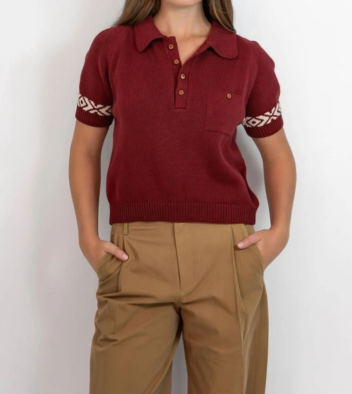 Lessi Knit Top In Red Mesa
