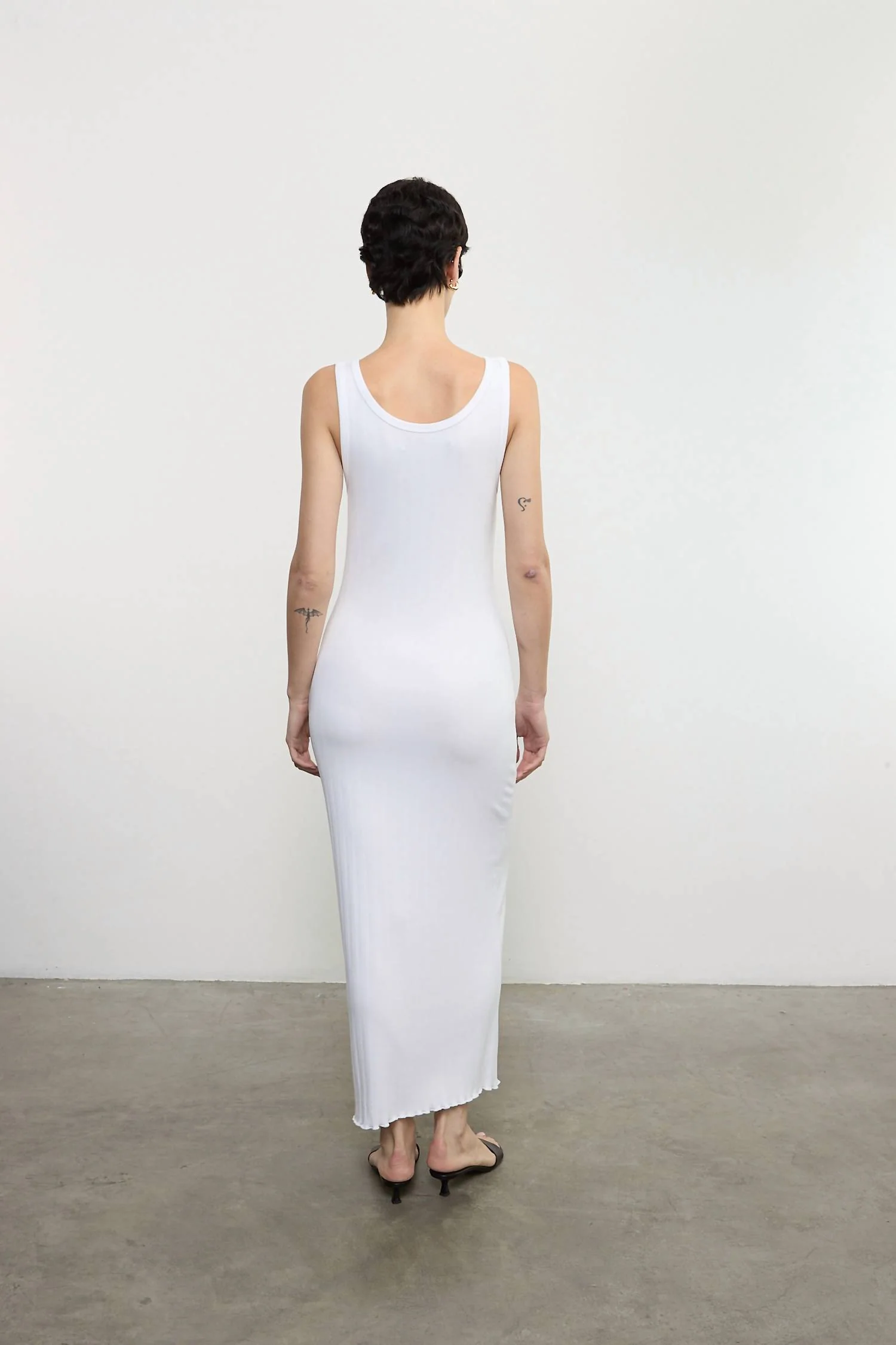 Lettuce Edge Boatneck Dress In White - Image 2