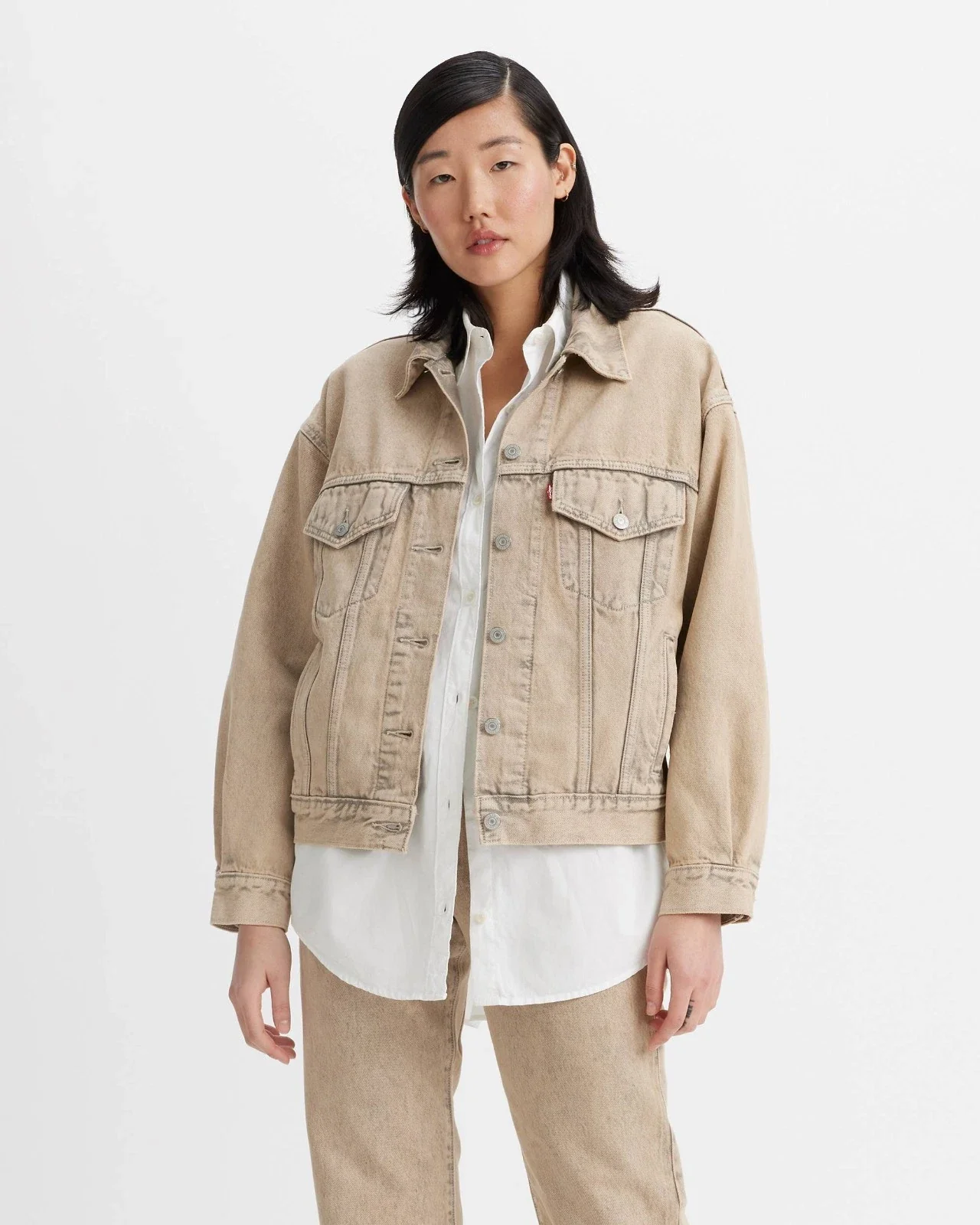 Levi's 90's Trucker Jacket Women's Beige Denim Long Sleeve Flap Pocket GBO2139 - Image 2