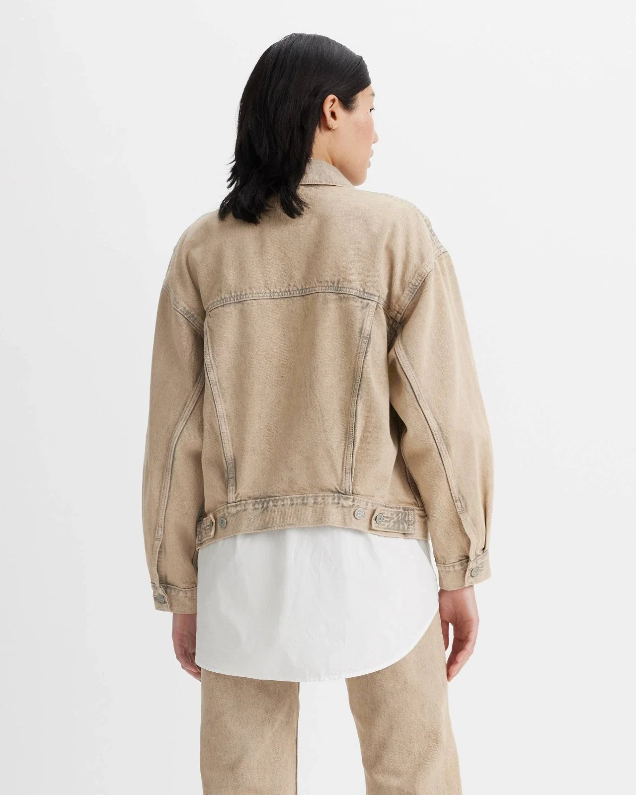 Levi's 90's Trucker Jacket Women's Beige Denim Long Sleeve Flap Pocket GBO2139 - Image 3