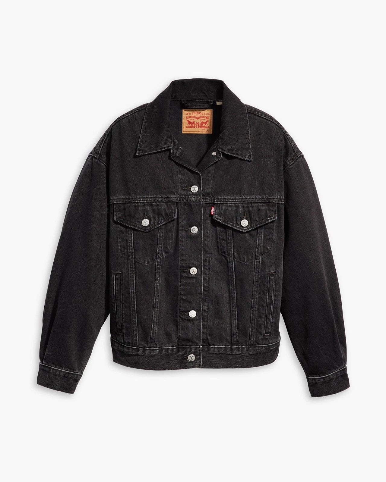 Levi's 90s Trucker Jacket Women's Black Denim Button Front Relaxed Fit JAX1174 - Image 3