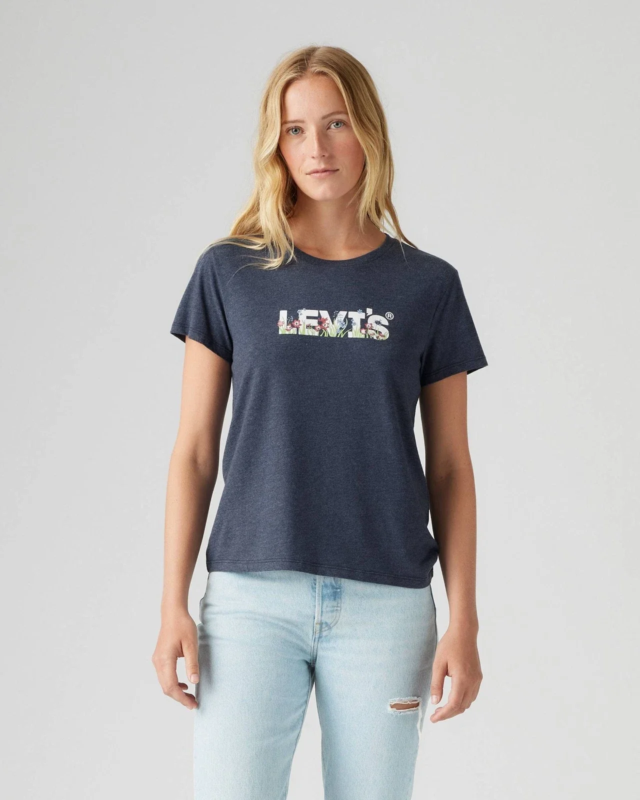 Levi's Graphic Perfect T-Shirt Women's Blue Short Sleeve Crew Neck PAL85 - Image 3
