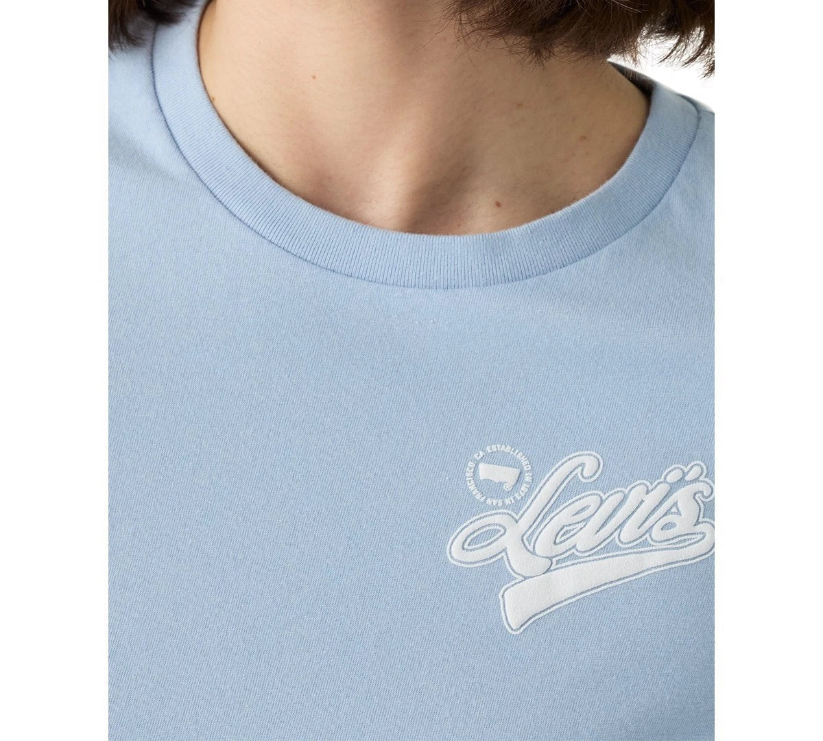 Levi's Perfect T-Shirt Women's Chambray Blue Graphic Print Short Sleeve PAL62 - Image 3