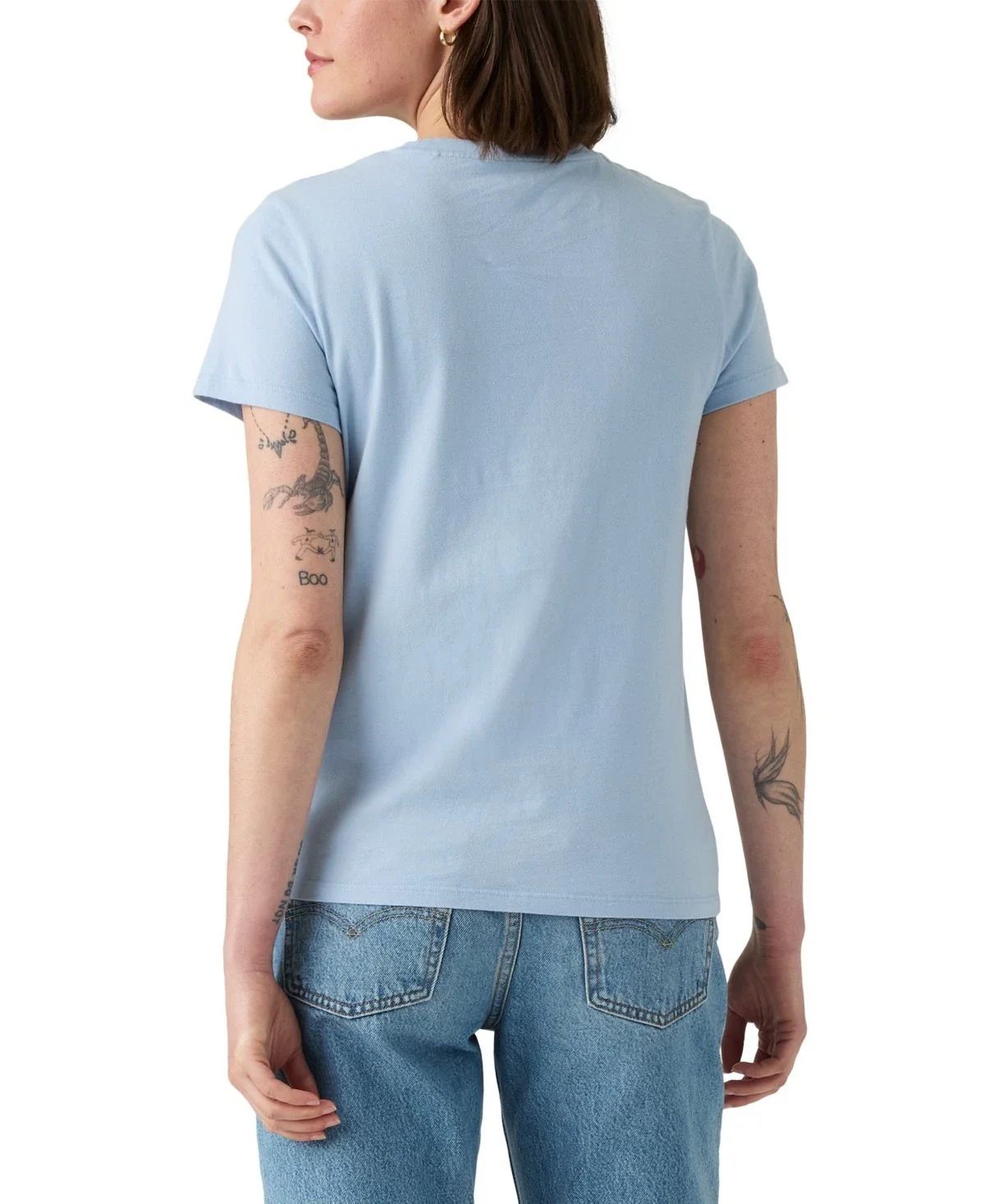 Levi's Perfect T-Shirt Women's Chambray Blue Graphic Print Short Sleeve PAL62 - Image 5