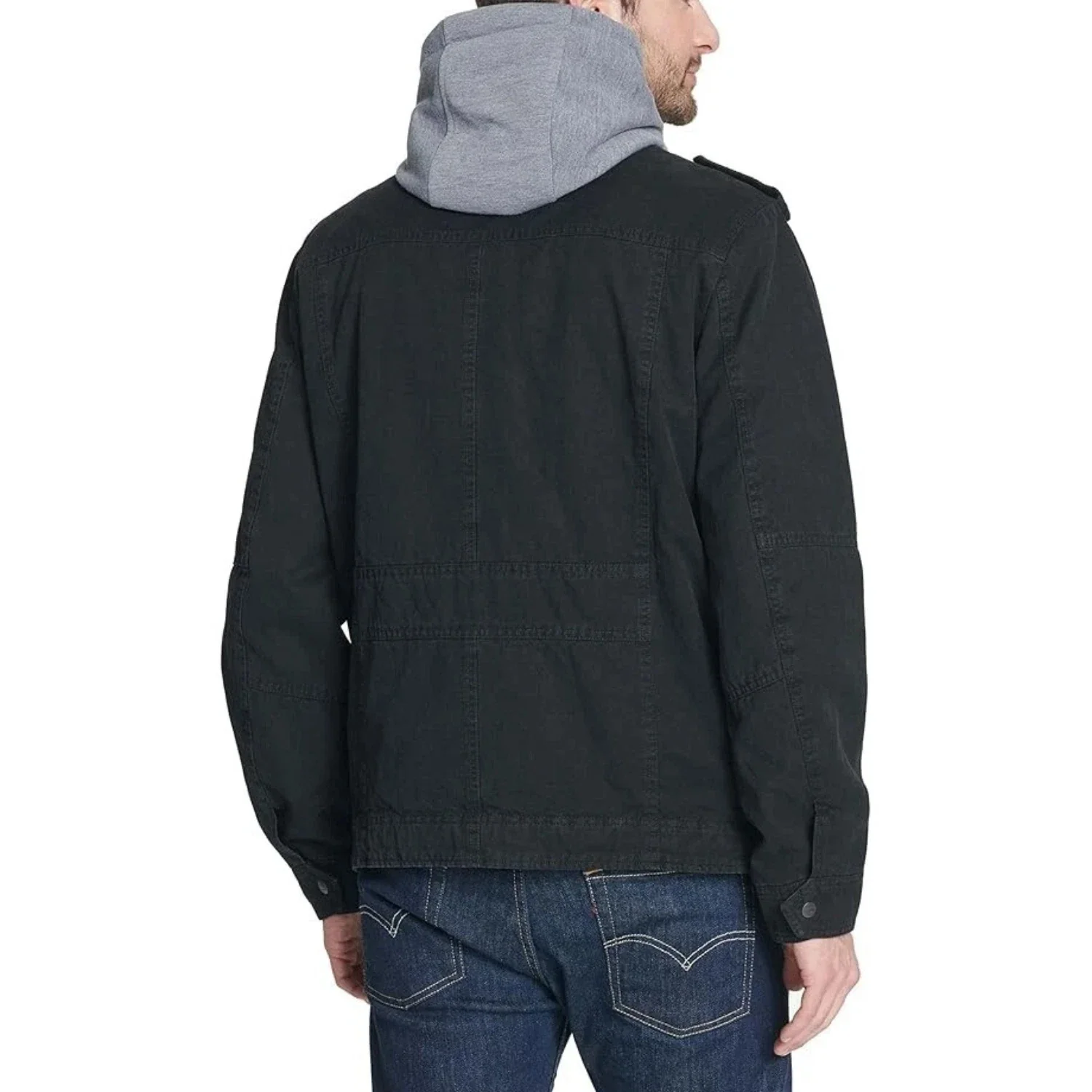 Levi's Trucker Jacket Mens Black Sherpa Snap Button Full Zip Hooded JZZ905 - Image 2