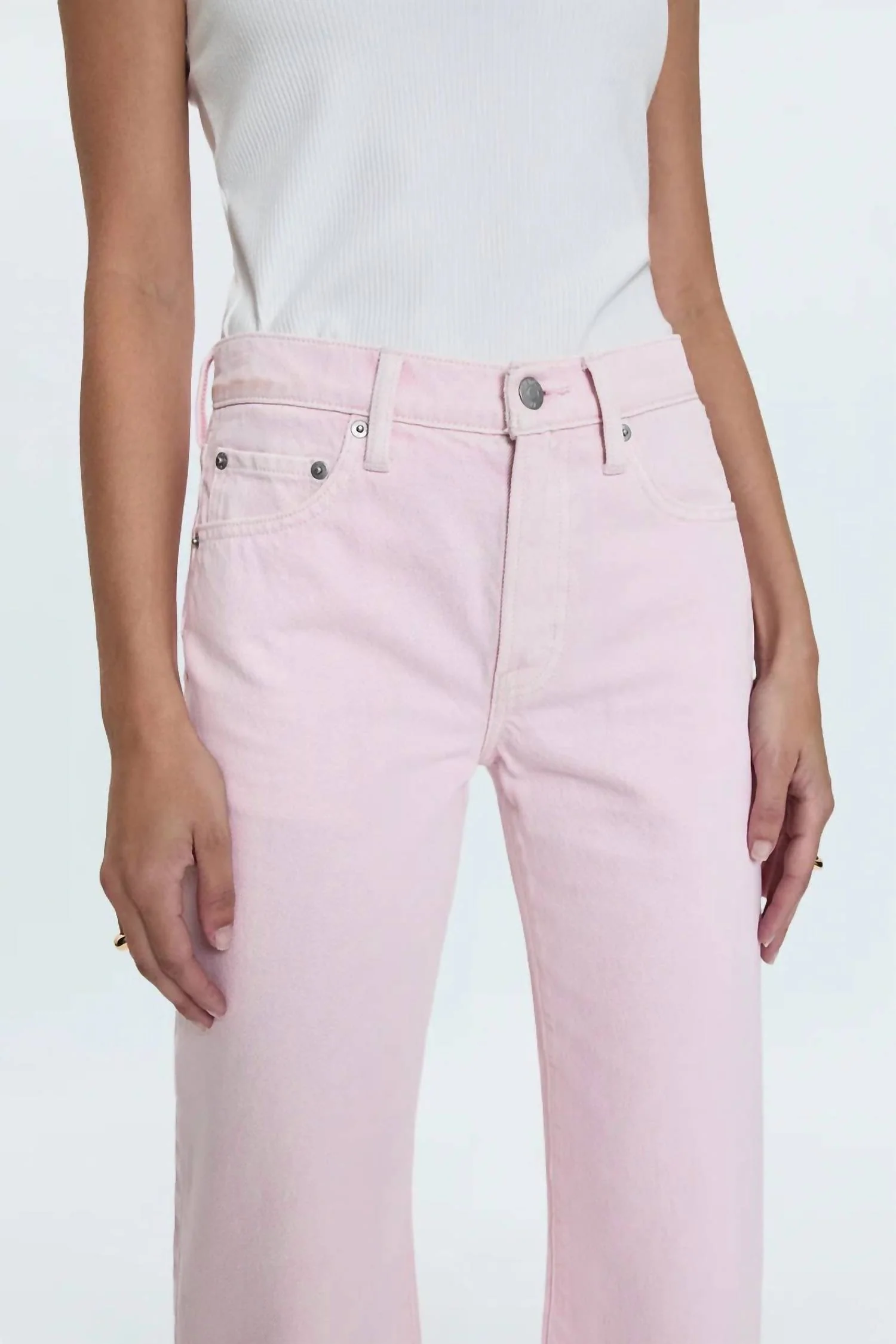 Lexi Mid Rise Bowed Straight Jean In Blush Brush - Image 5