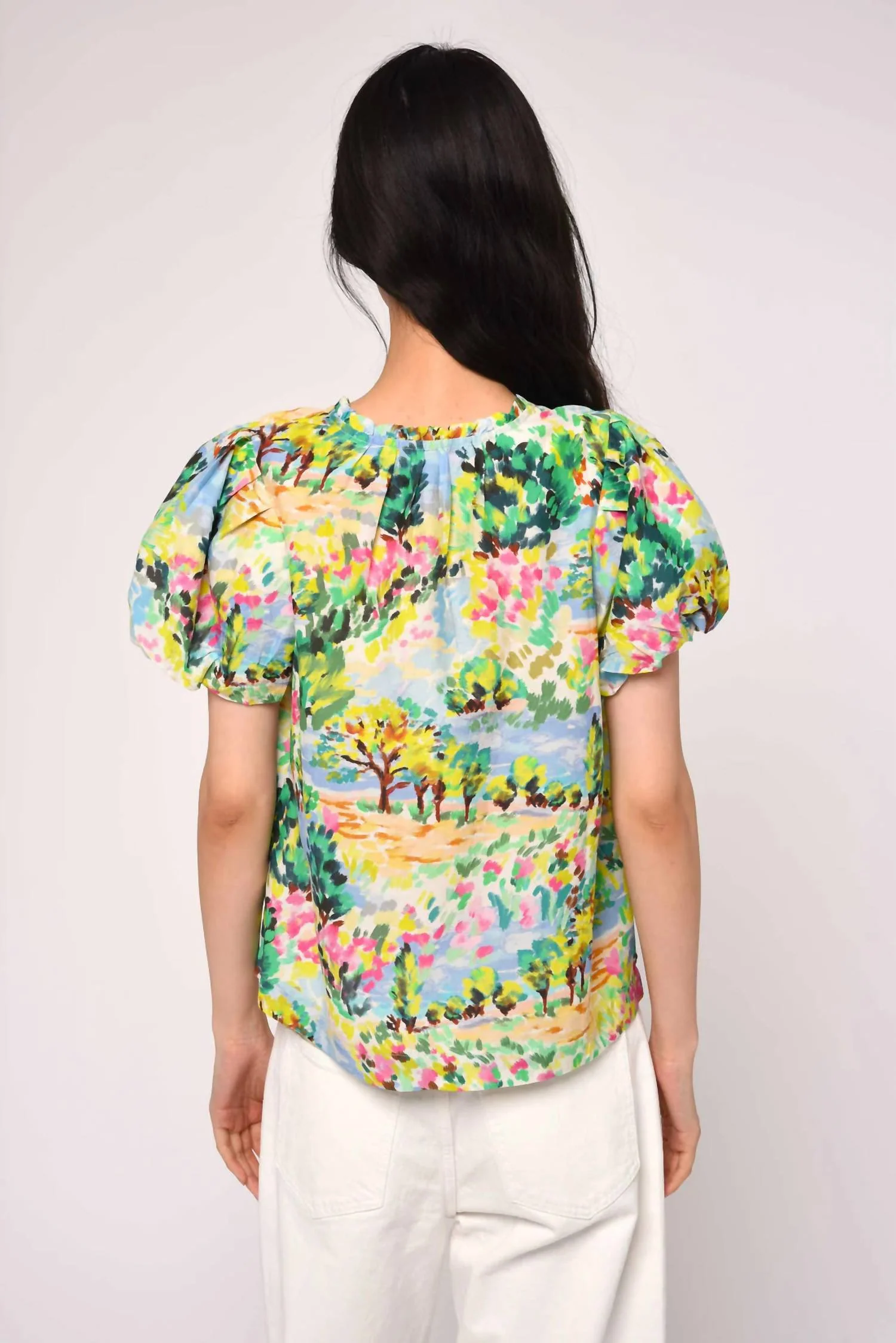 Lia Top In Giverny Garden Print - Image 2